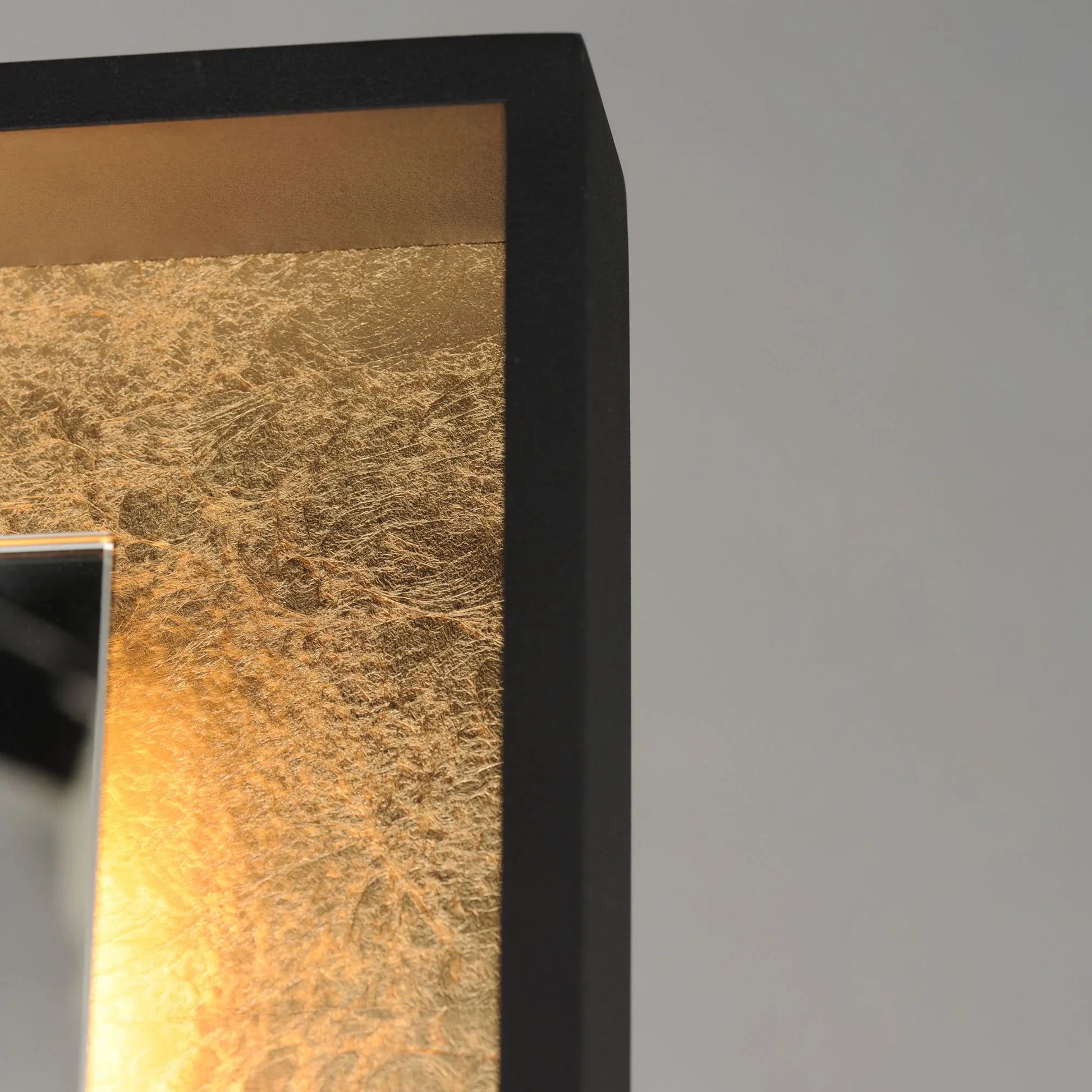 ET2 Lighting - Floating 30" x 67" Free Standing LED Mirror, Gold Leaf & Black Finish | Bees Lighting
