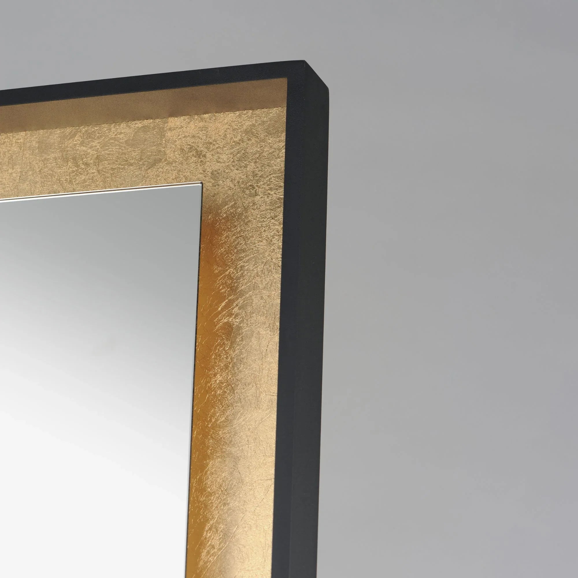 ET2 Lighting - Floating 30" x 67" Free Standing LED Mirror, Gold Leaf & Black Finish | Bees Lighting