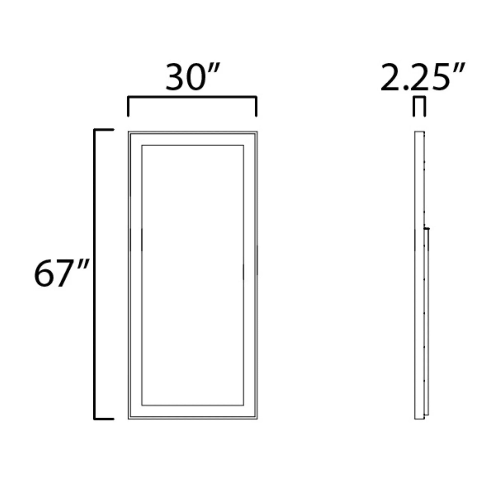 ET2 Lighting - Floating 30" x 67" Free Standing LED Mirror, Gold Leaf & Black Finish | Bees Lighting
