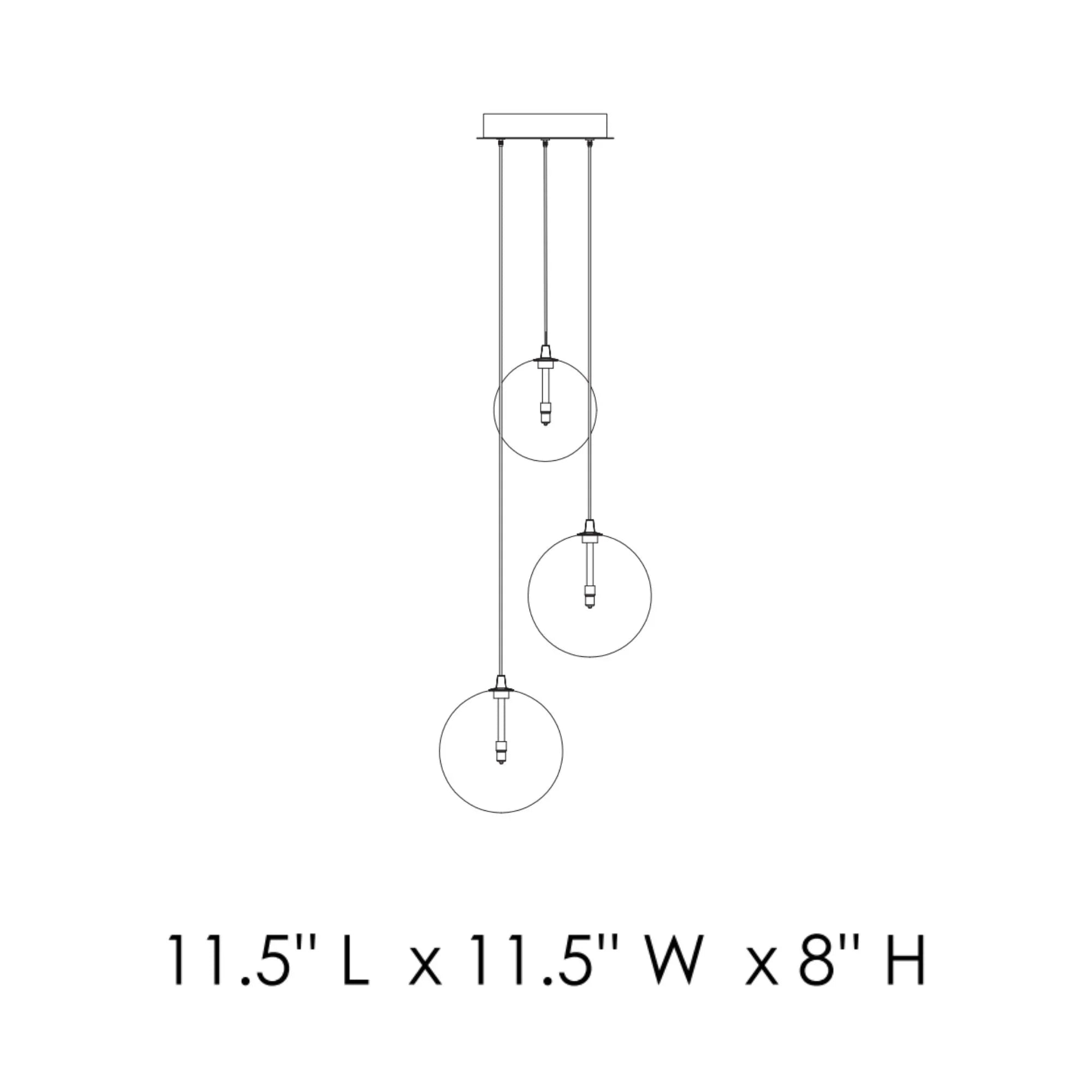 Global 12" 3-Light LED Pendant, Black Finish