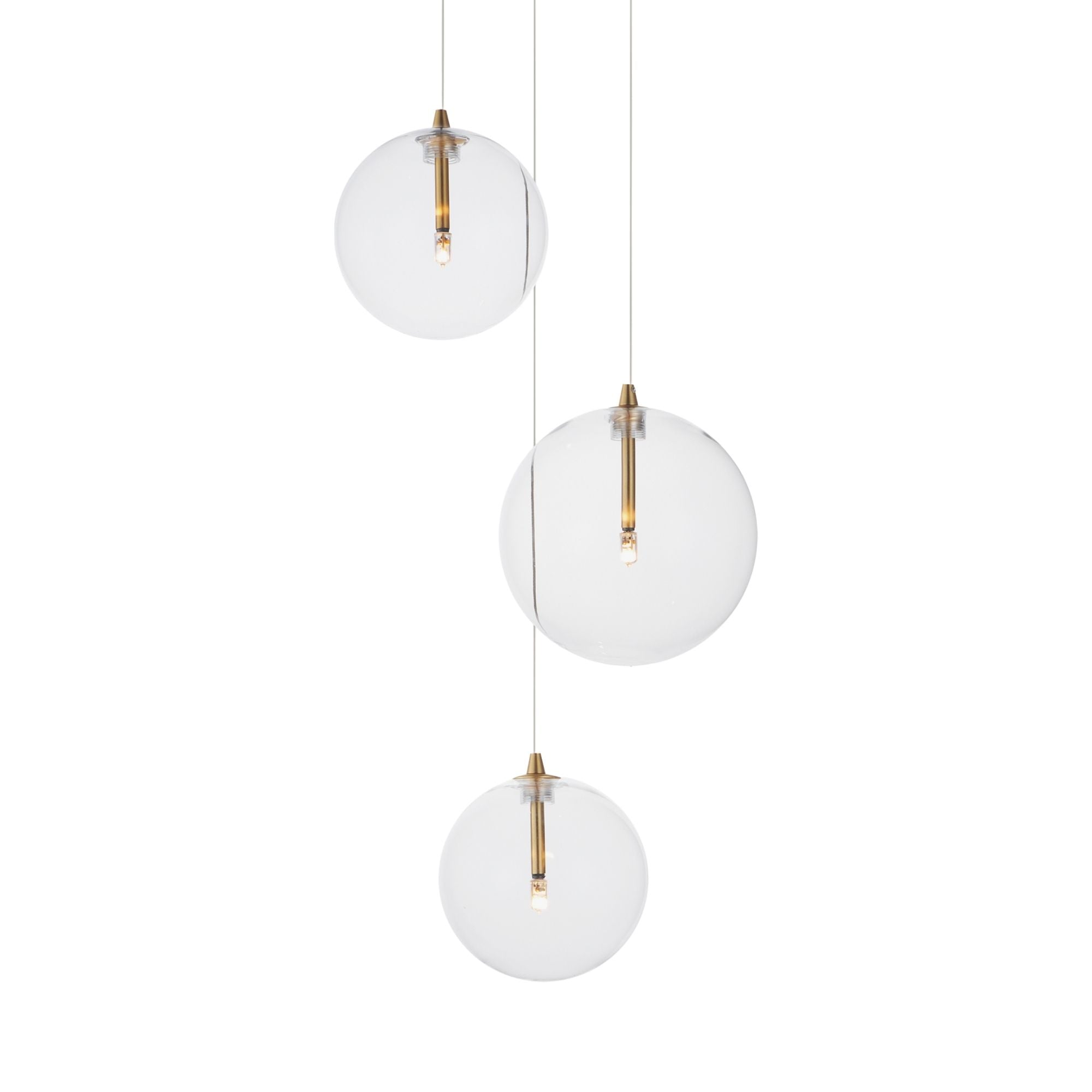 Global 12" 3-Light LED Pendant, Natural Aged Brass Finish
