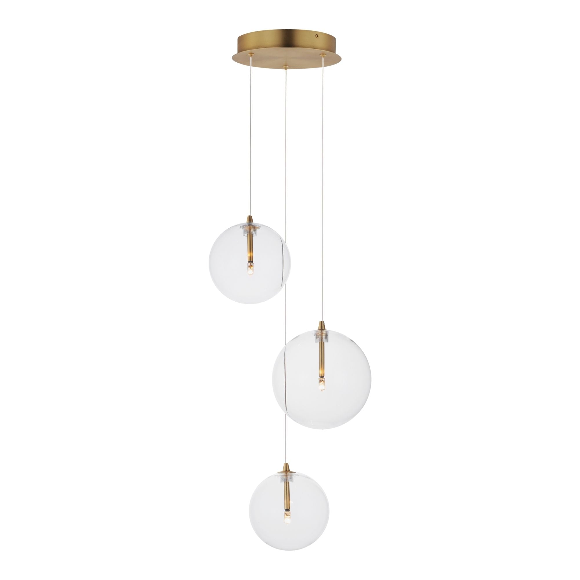 Global 12" 3-Light LED Pendant, Natural Aged Brass Finish