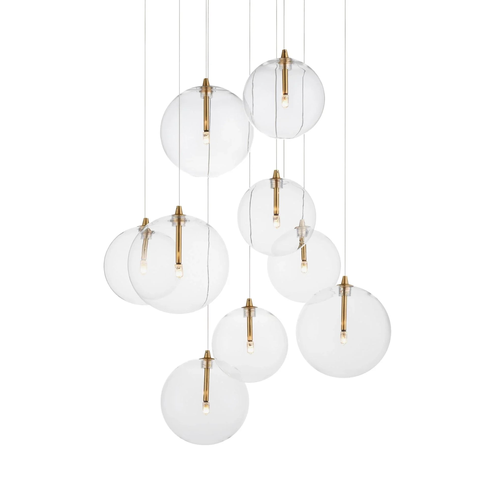 ET2 Lighting - Global 22" 9-Light LED Chandelier, Natural Aged Brass Finish | Bees Lighting