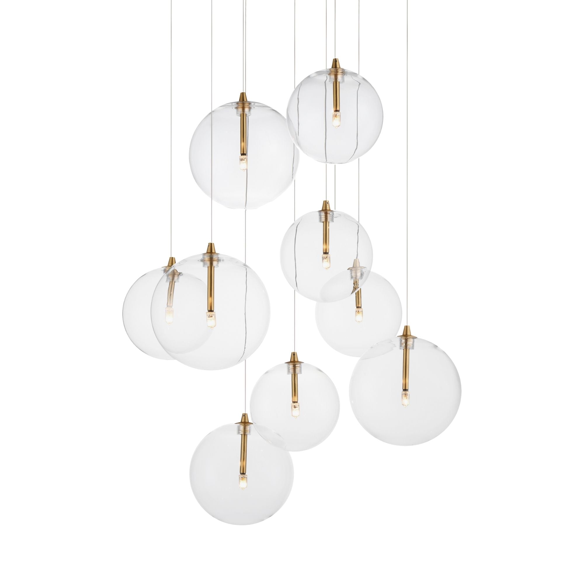 Global 22" 9-Light LED Chandelier, Natural Aged Brass Finish