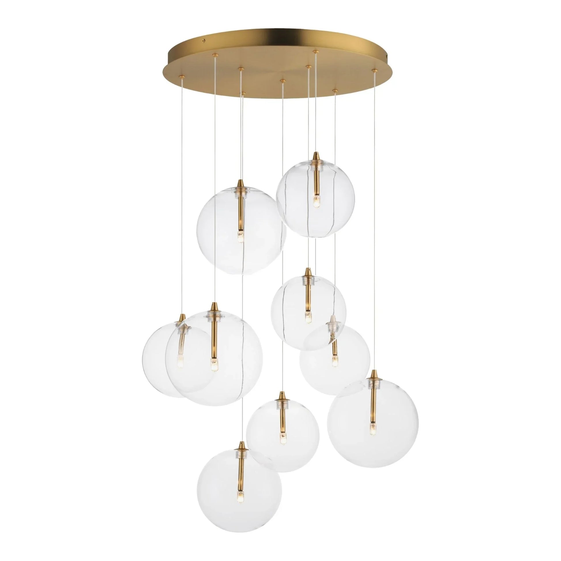 ET2 Lighting - Global 22" 9-Light LED Chandelier, Natural Aged Brass Finish | Bees Lighting