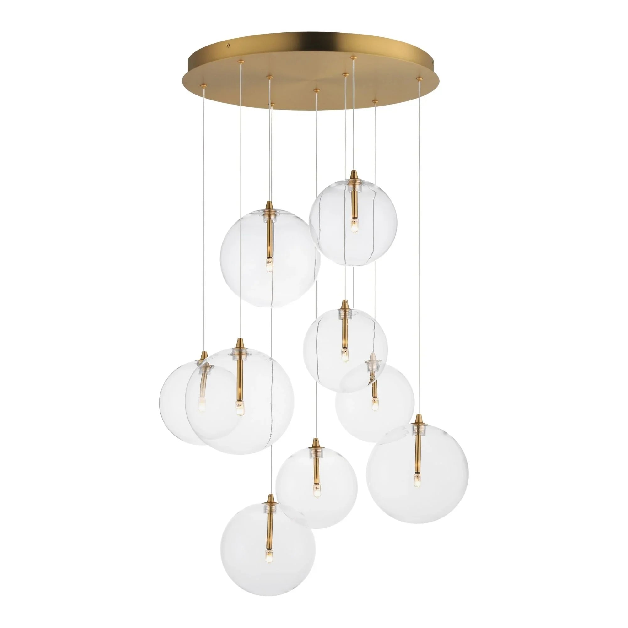 ET2 Lighting - Global 22" 9-Light LED Chandelier, Natural Aged Brass Finish | Bees Lighting