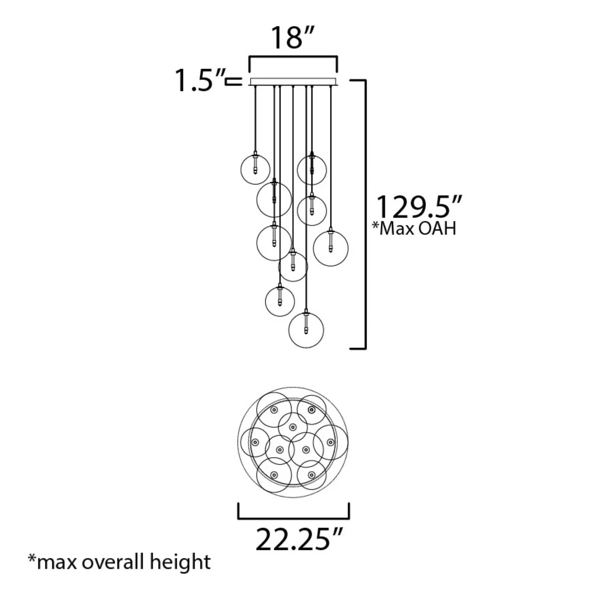 ET2 Lighting - Global 22" 9-Light LED Chandelier, Natural Aged Brass Finish | Bees Lighting