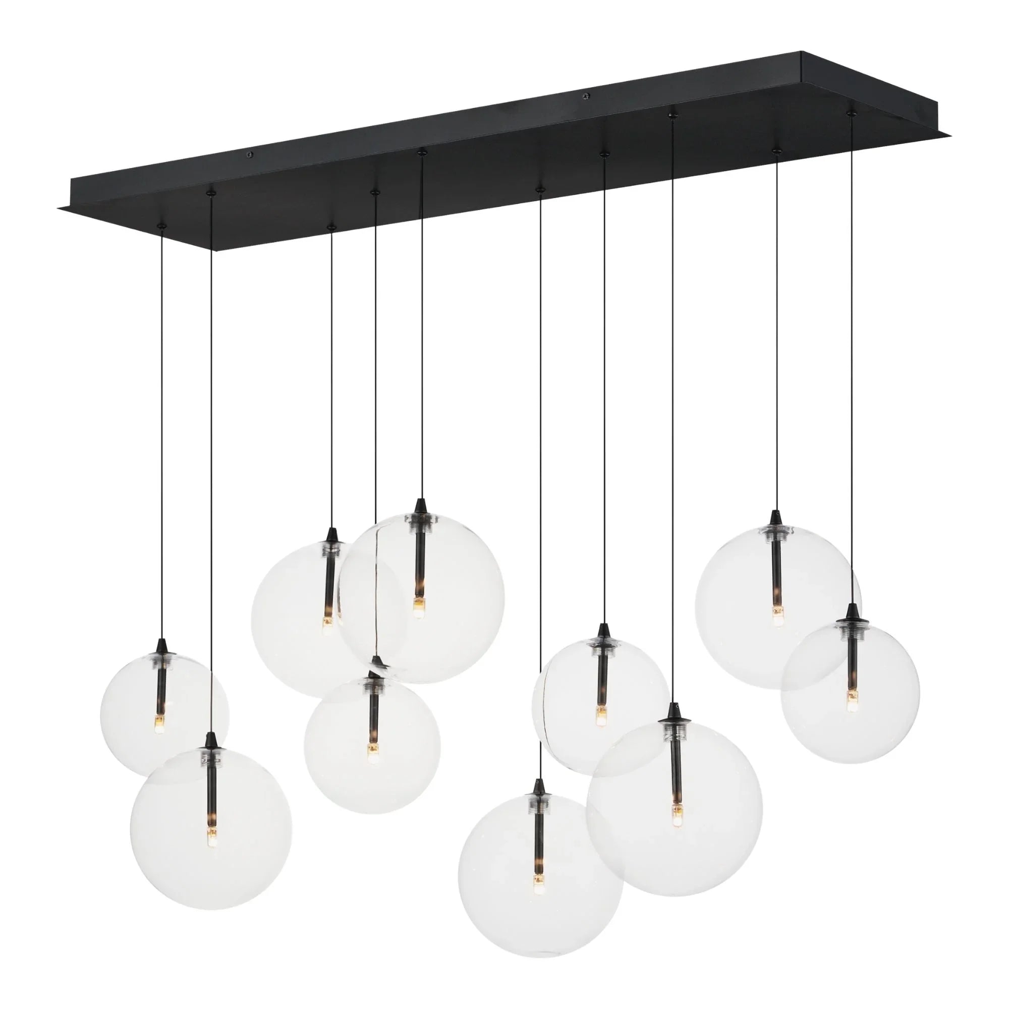 ET2 Lighting - Global 42" 10-Light Linear LED Pendant, Black Finish | Bees Lighting