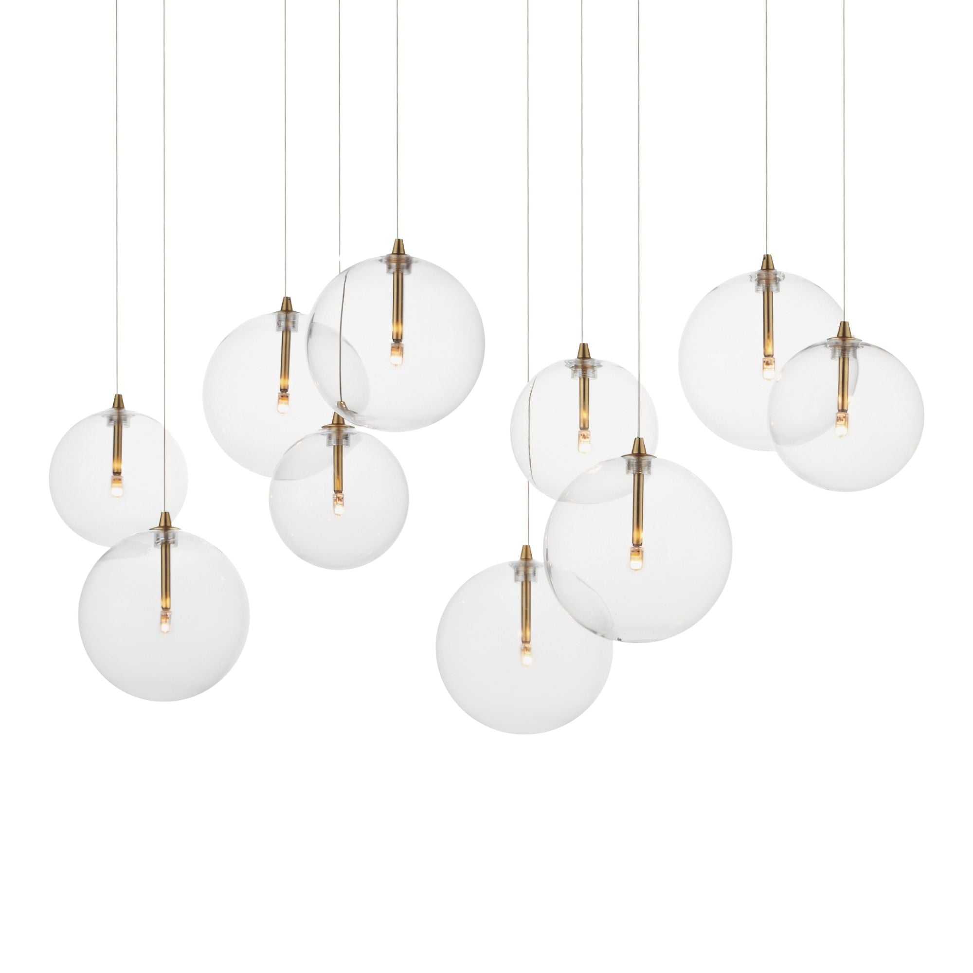 Global 42" 10-Light Linear LED Pendant, Natural Aged Brass Finish