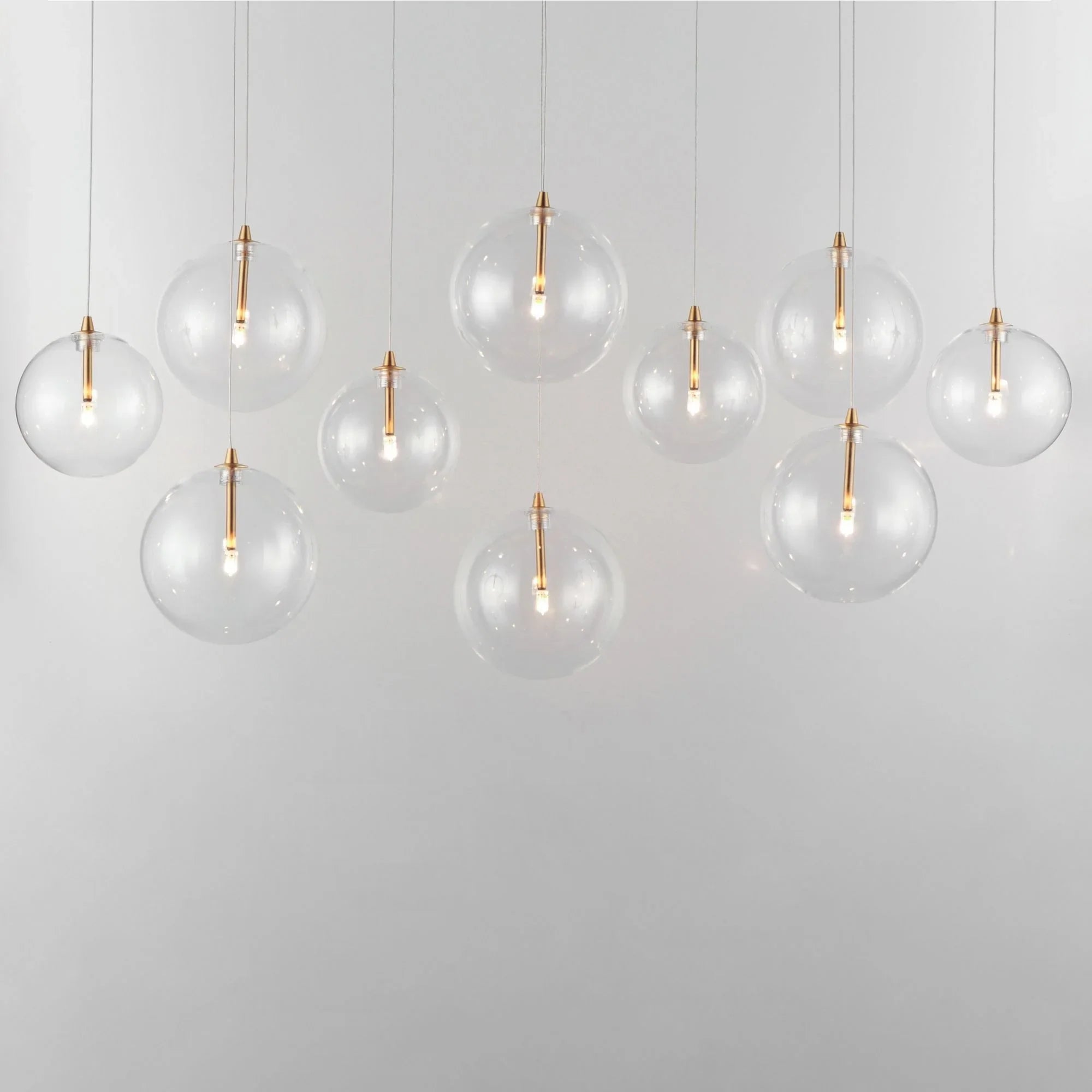 ET2 Lighting - Global 42" 10-Light Linear LED Pendant, Natural Aged Brass Finish | Bees Lighting