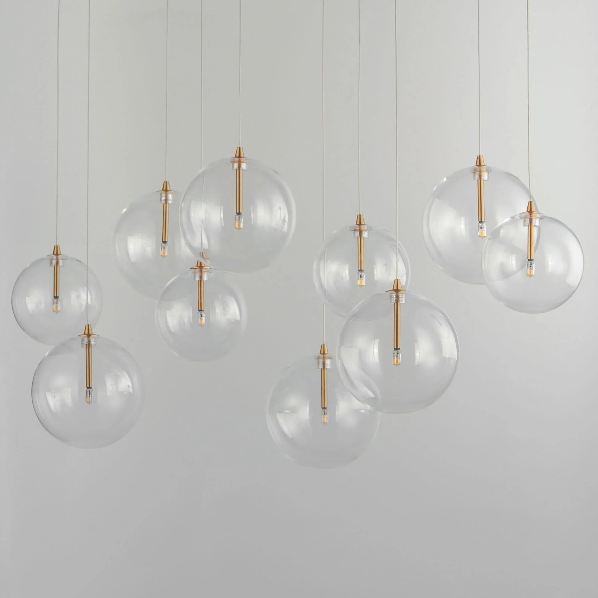 ET2 Lighting - Global 42" 10-Light Linear LED Pendant, Natural Aged Brass Finish | Bees Lighting