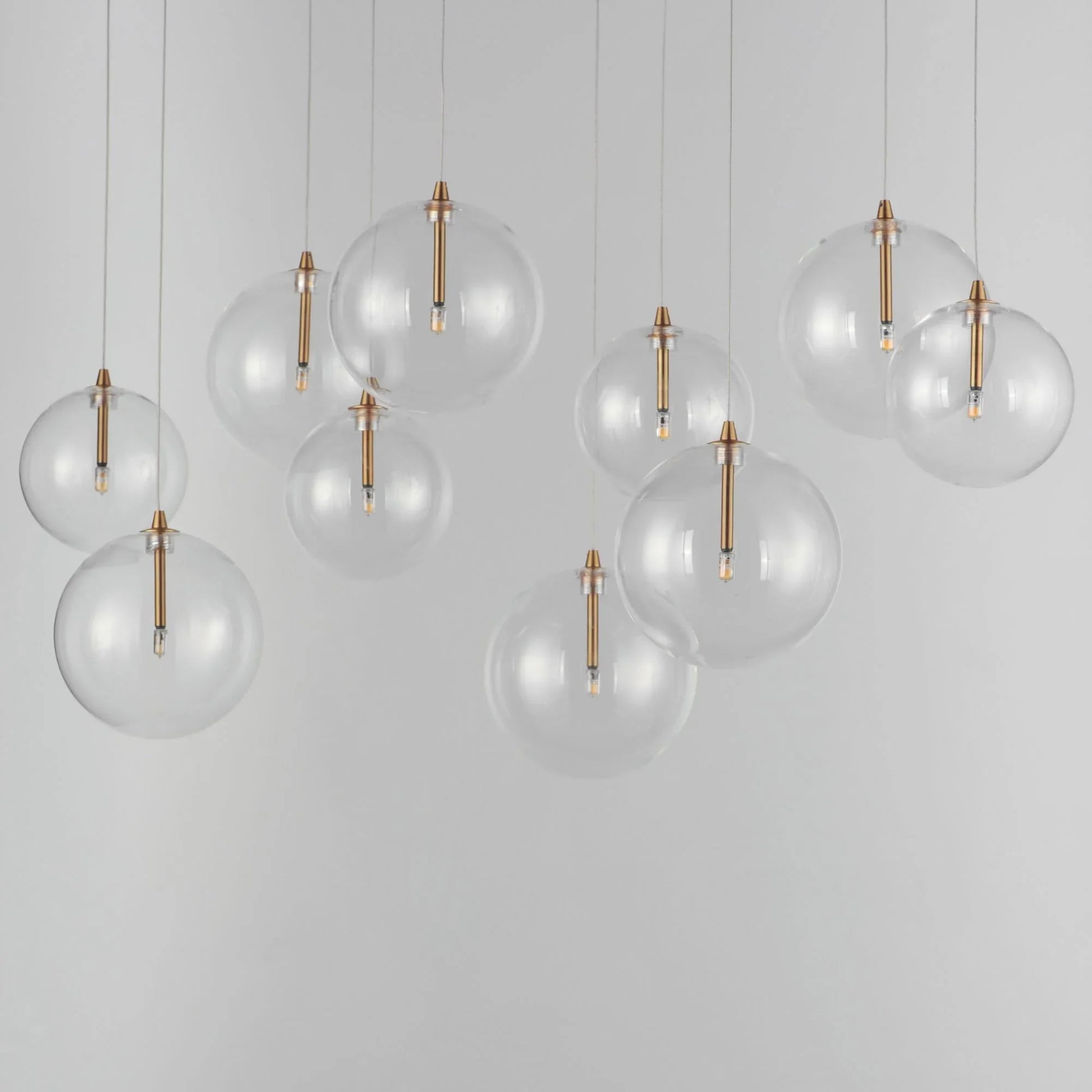 ET2 Lighting - Global 42" 10-Light Linear LED Pendant, Natural Aged Brass Finish | Bees Lighting