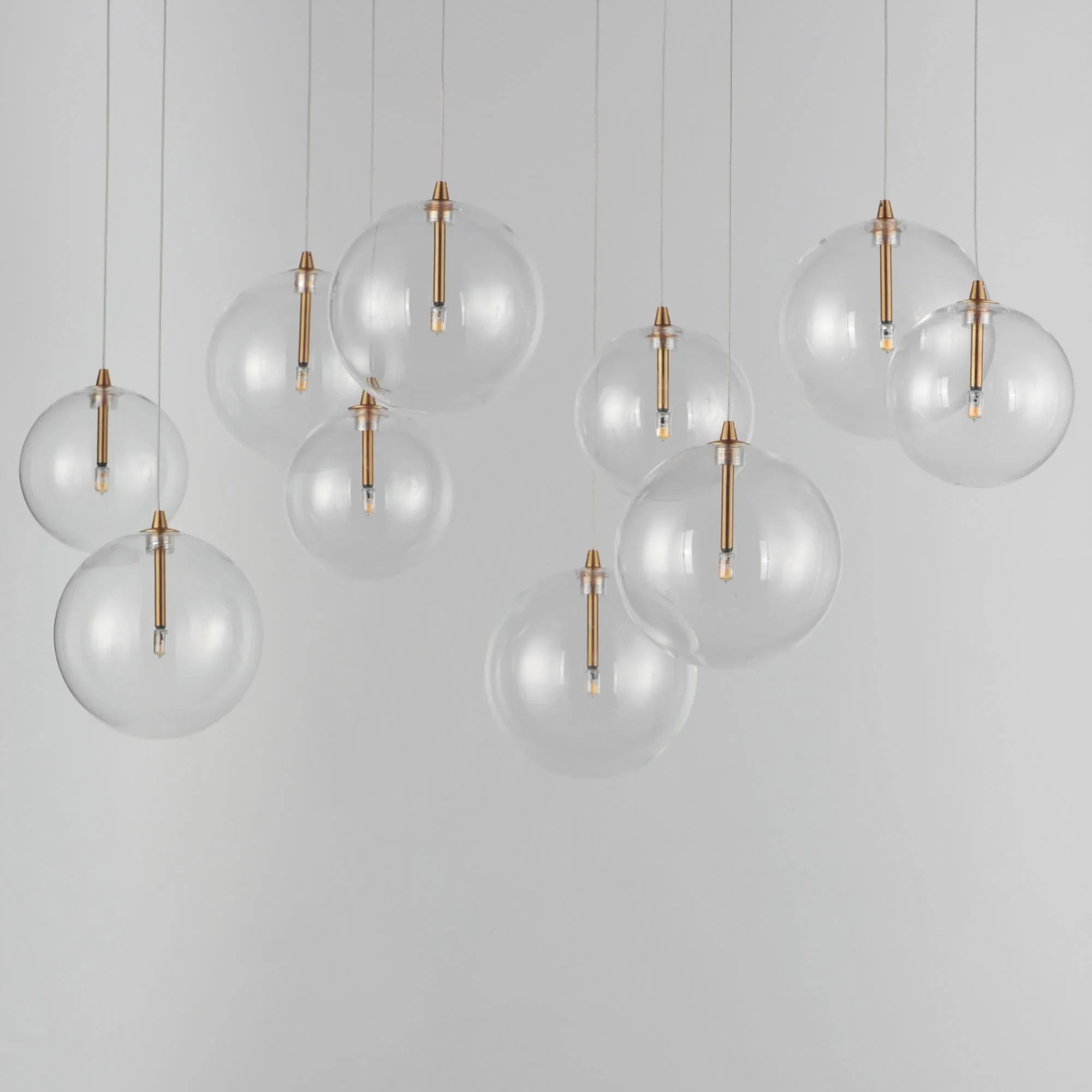 ET2 Lighting - Global 42" 10-Light Linear LED Pendant, Natural Aged Brass Finish | Bees Lighting