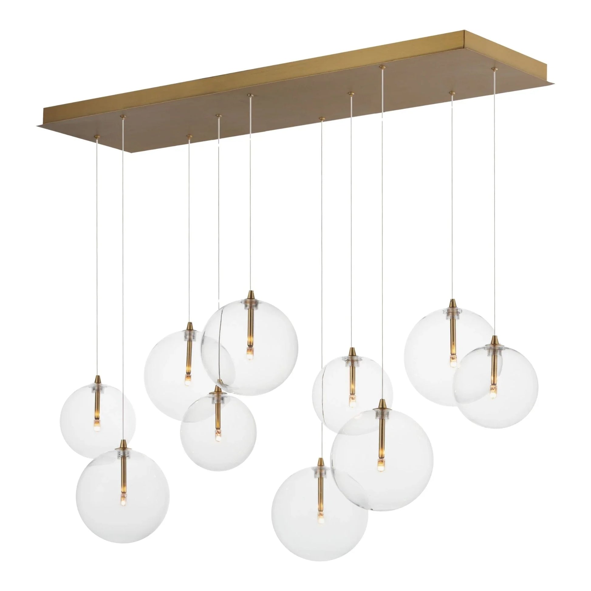 ET2 Lighting - Global 42" 10-Light Linear LED Pendant, Natural Aged Brass Finish | Bees Lighting
