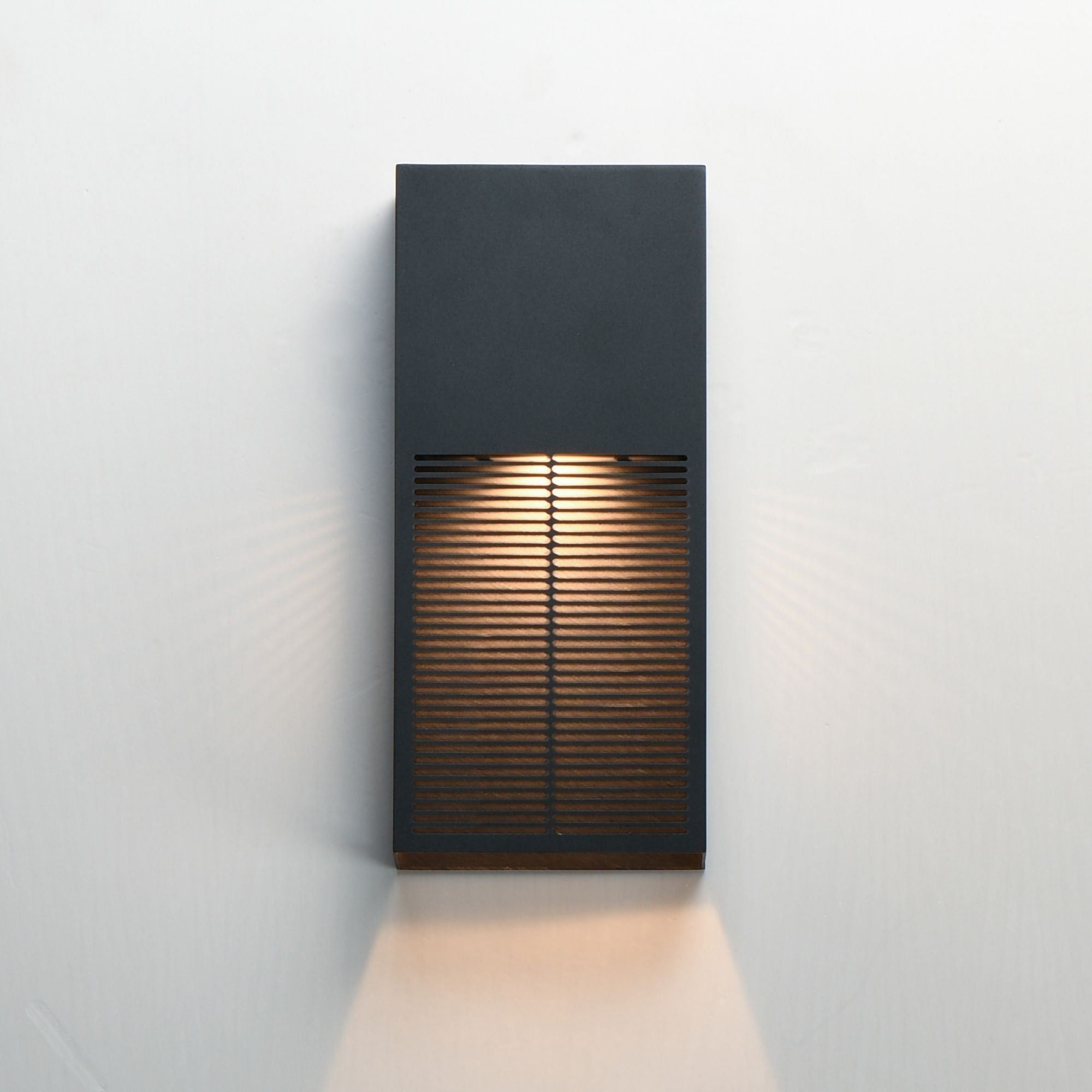 Grate 14" LED Outdoor Wall Sconce, Black Finish