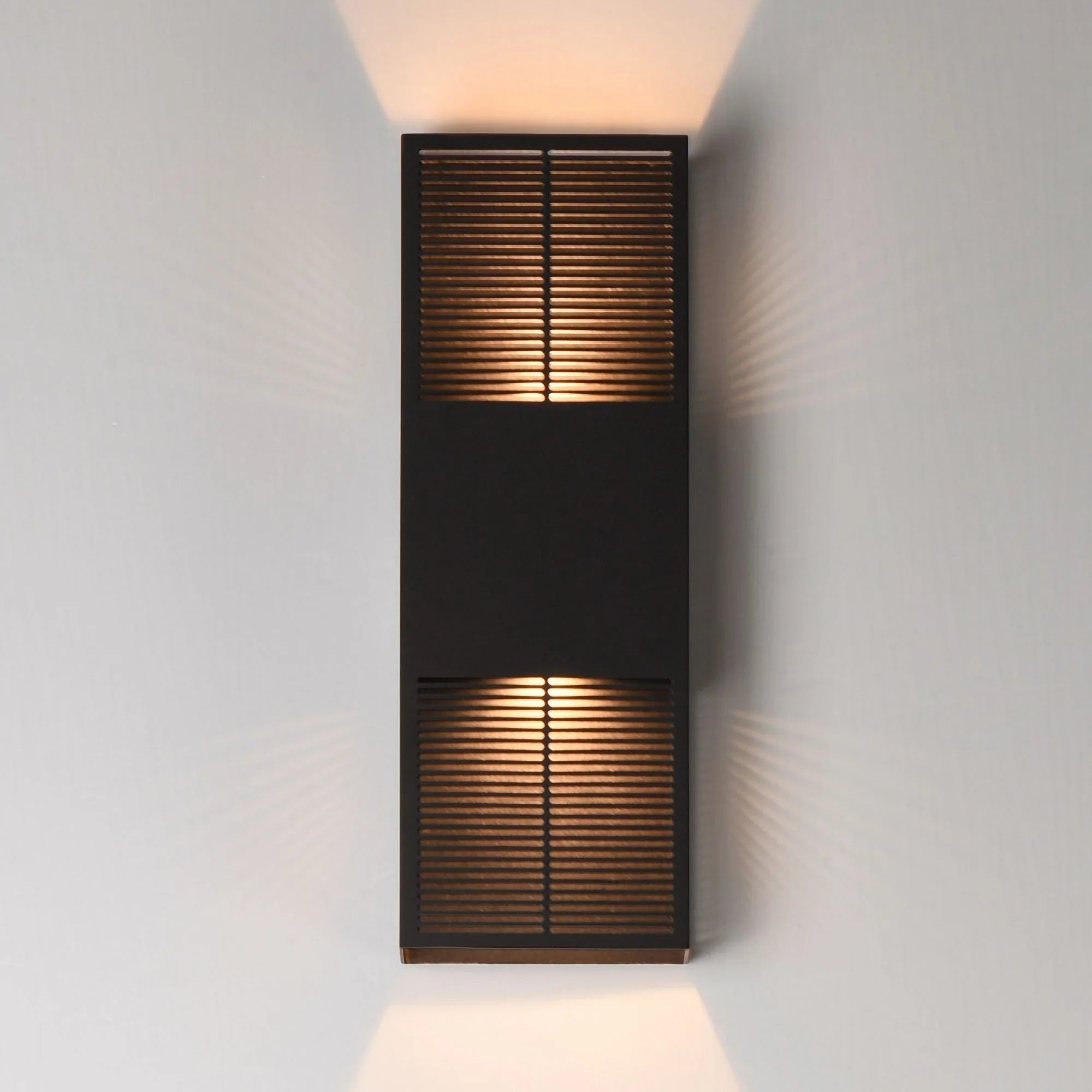 Grate 18" 2-Light LED Outdoor Wall Sconce, Architectural Bronze Finish
