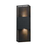 Grate 18" 2-Light LED Outdoor Wall Sconce, Black Finish