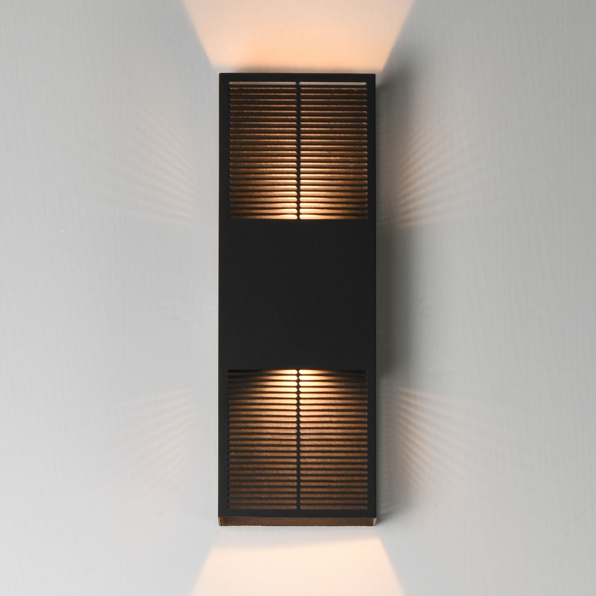 Grate 18" 2-Light LED Outdoor Wall Sconce, Black Finish