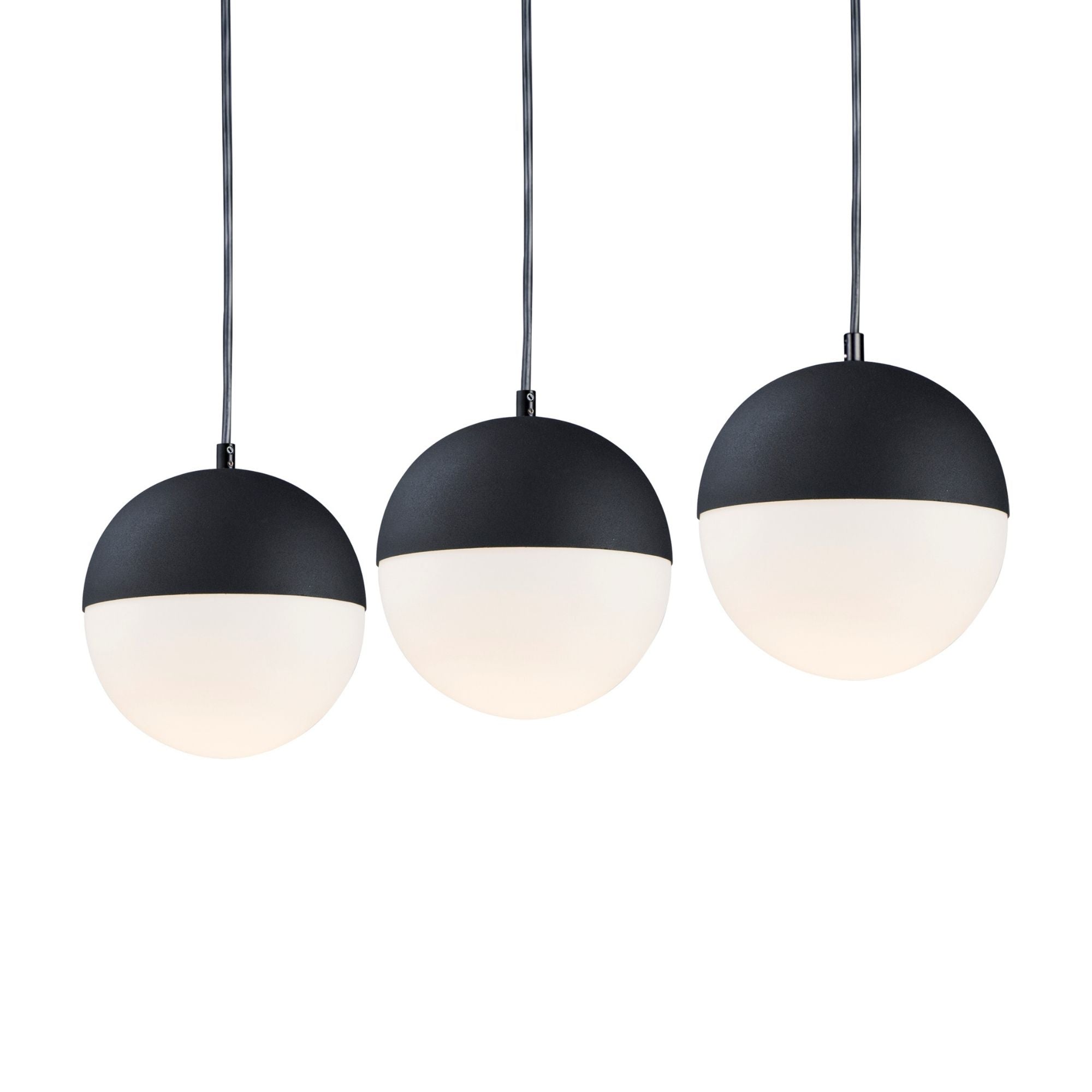 Half Moon 30" 3-Light LED Linear Pendant, Black Finish