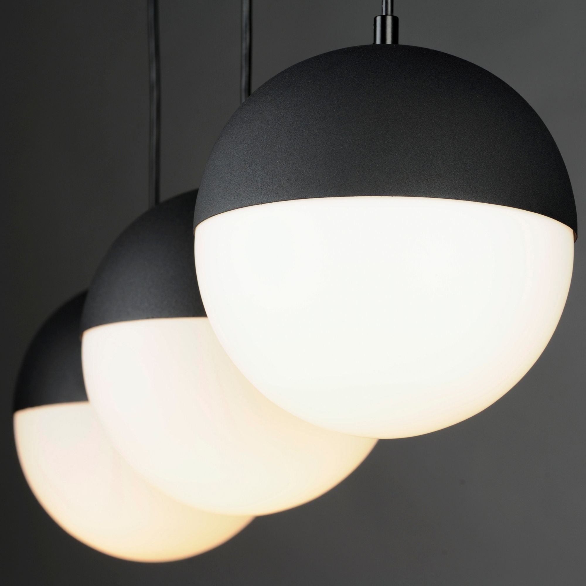 Half Moon 30" 3-Light LED Linear Pendant, Black Finish