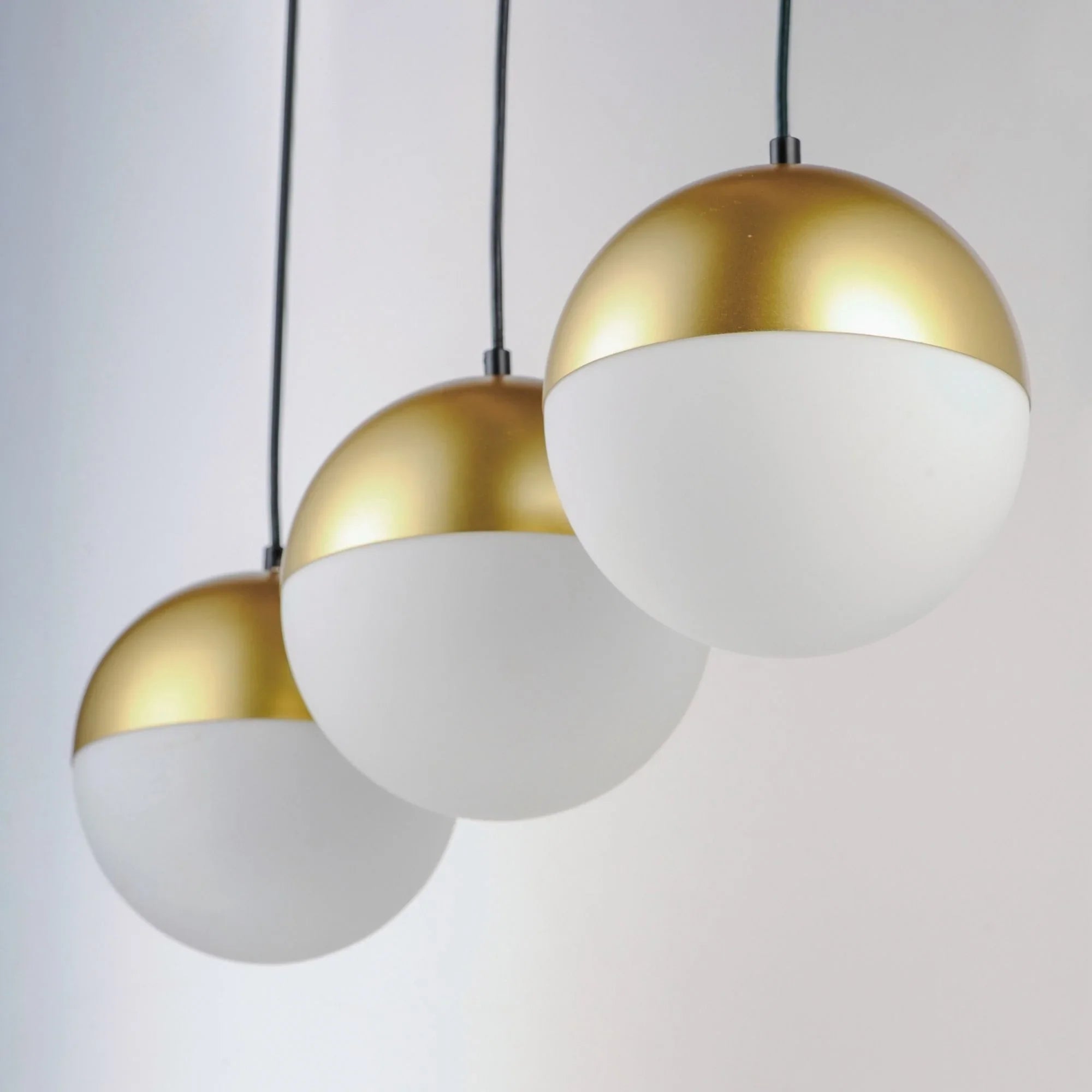 Half Moon 30" 3-Light LED Linear Pendant, Metallic Gold Finish