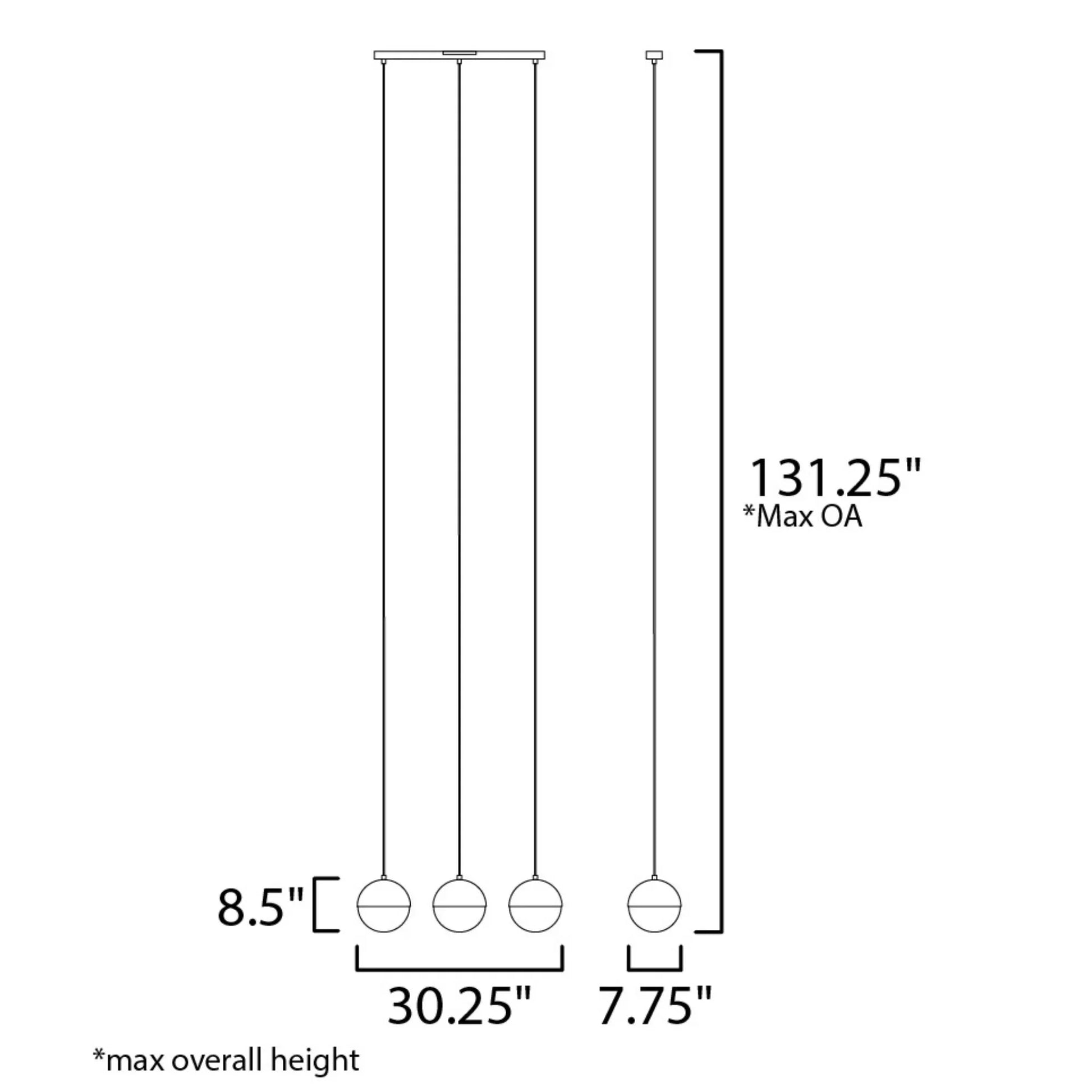 ET2 Lighting - Half Moon 30" 3-Light LED Linear Pendant, Metallic Gold Finish | Bees Lighting