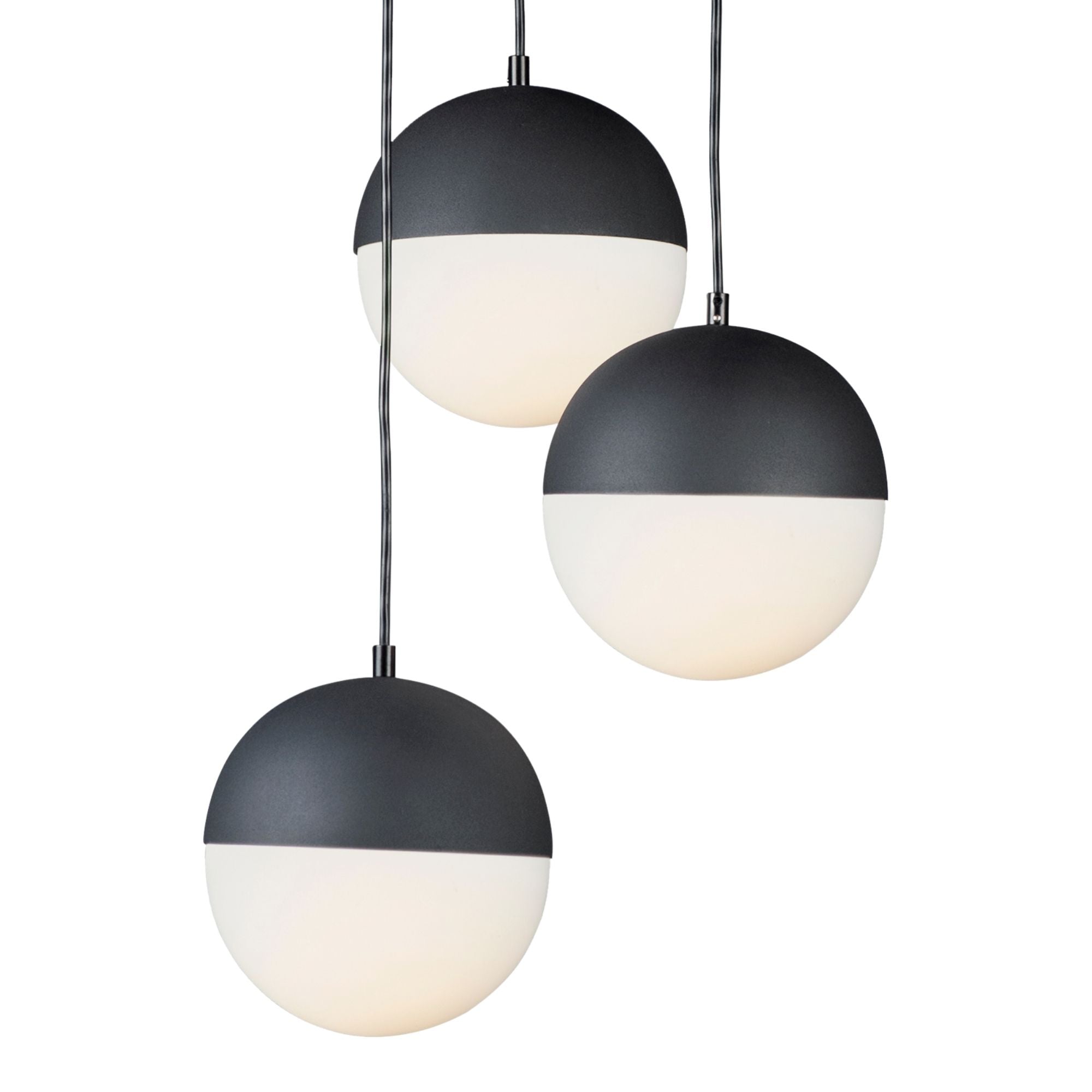 Half Moon 17" 3-Light LED Pendant, Black Finish