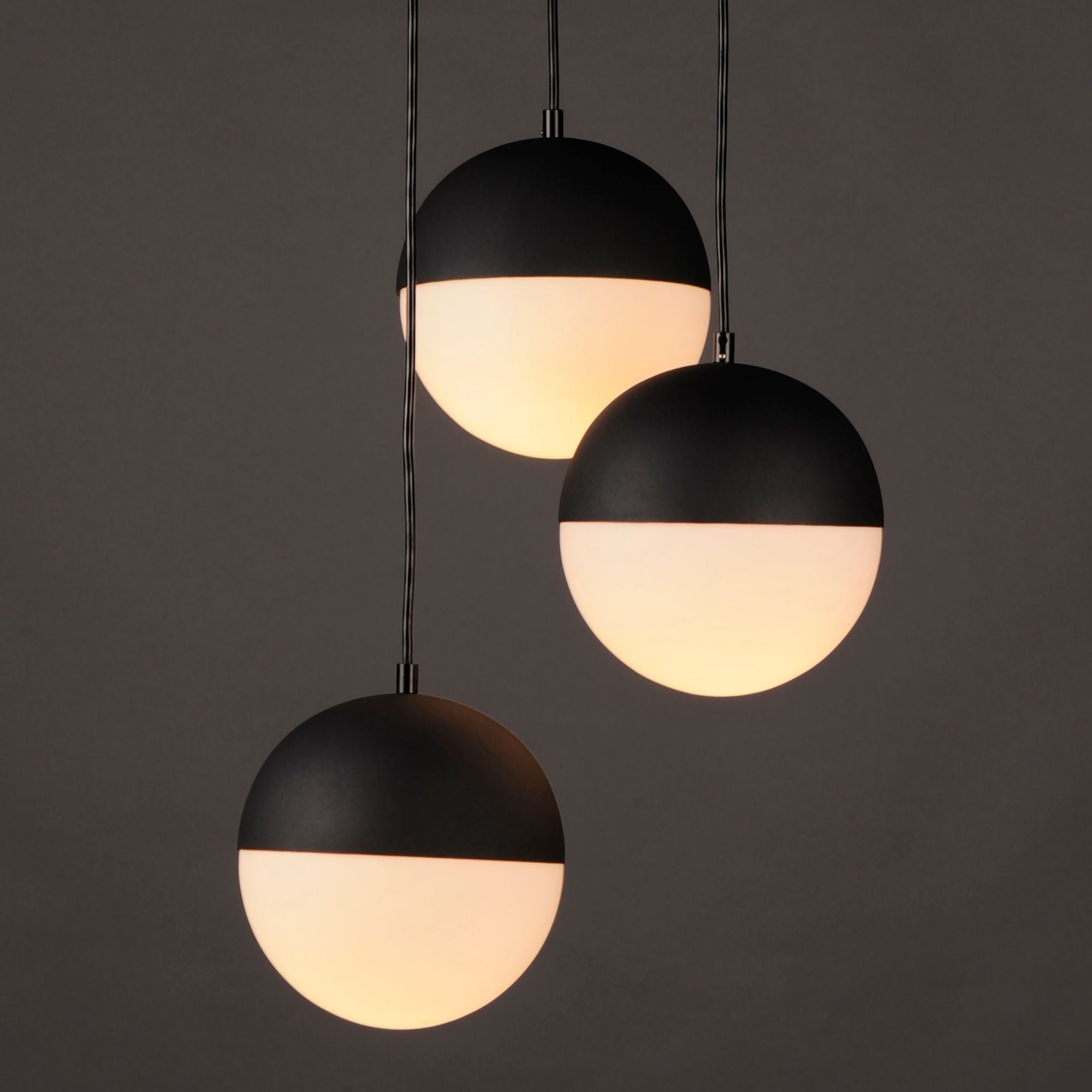 Half Moon 17" 3-Light LED Pendant, Black Finish