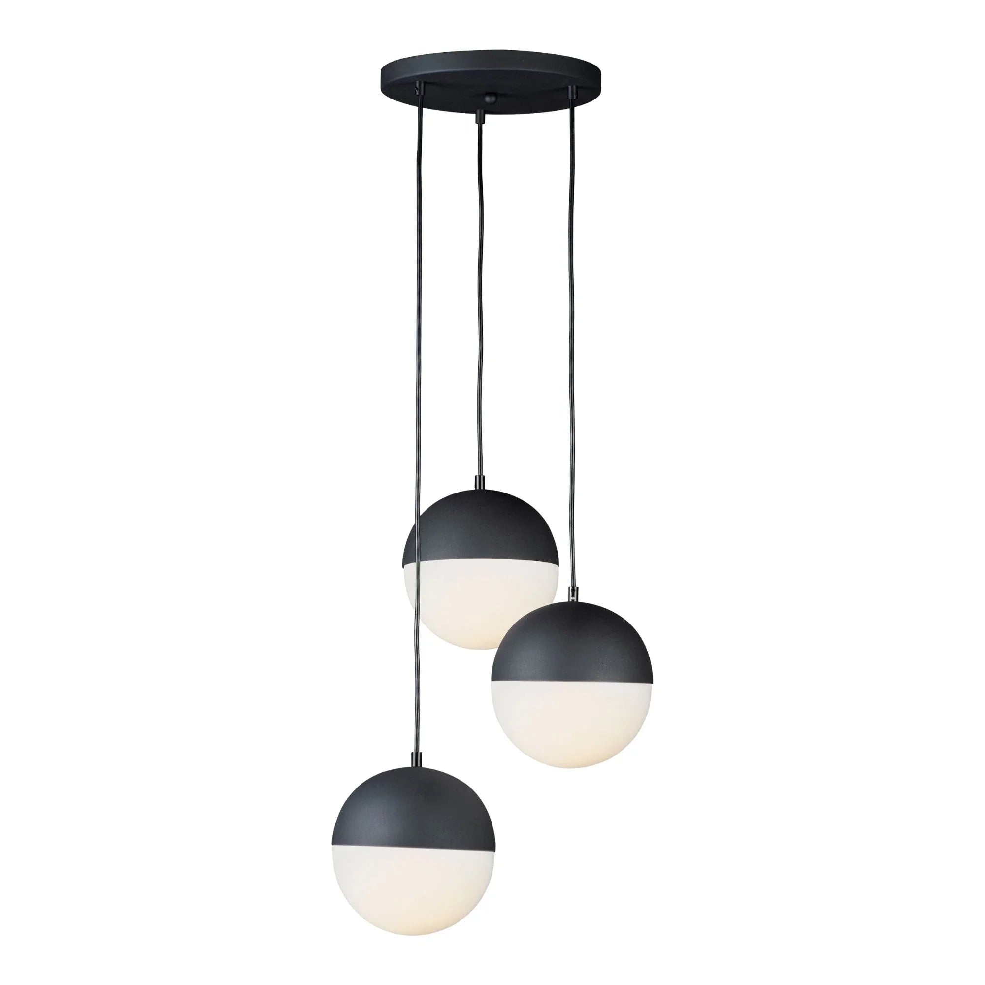 ET2 Lighting - Half Moon 17" 3-Light LED Pendant, Black Finish | Bees Lighting