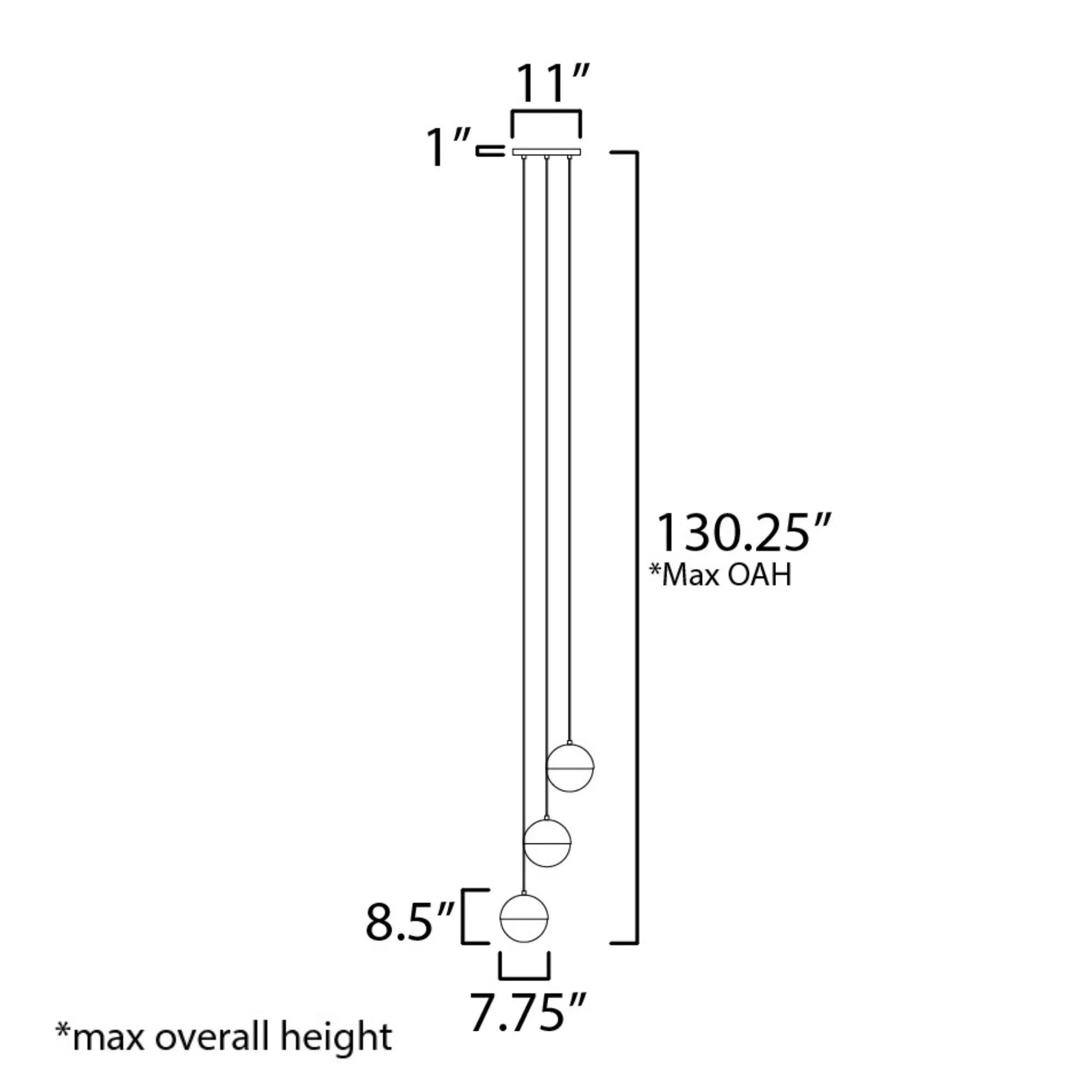 ET2 Lighting - Half Moon 17" 3-Light LED Pendant, Black Finish | Bees Lighting