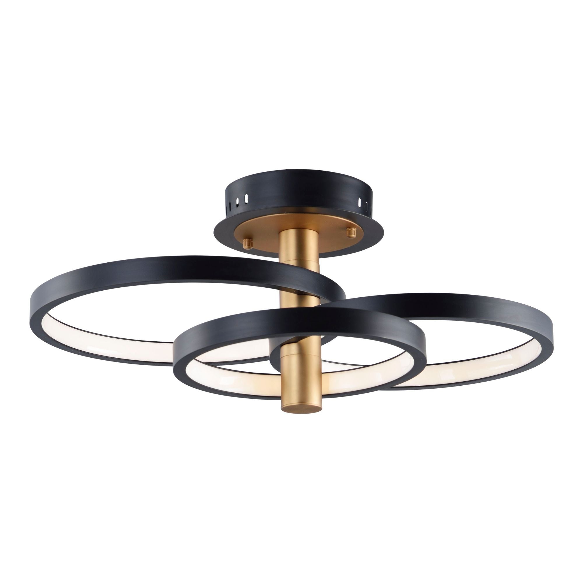 Hoopla 26" 3-Light LED Semi-Flush Mount, Black & Gold Finish