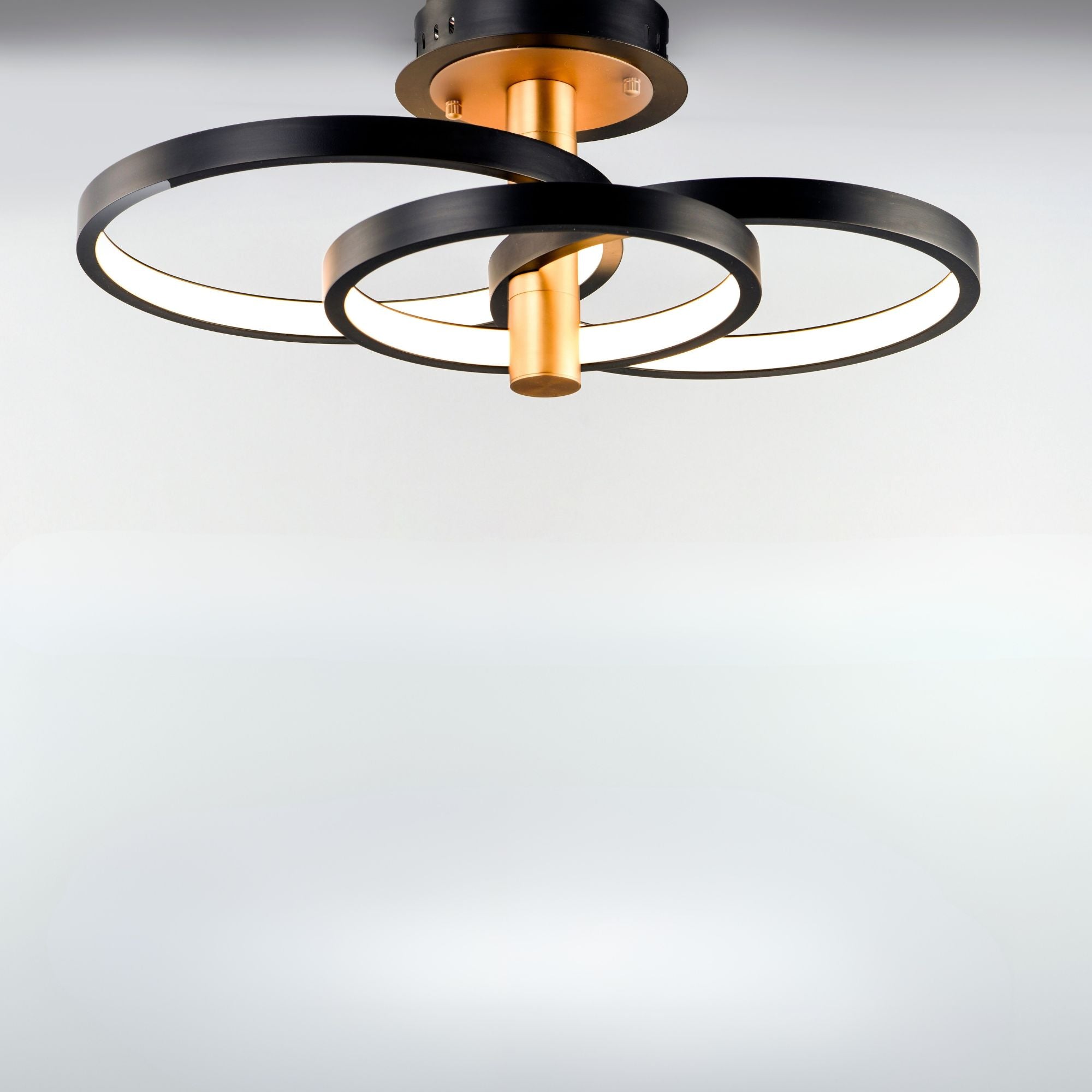 Hoopla 26" 3-Light LED Semi-Flush Mount, Black & Gold Finish
