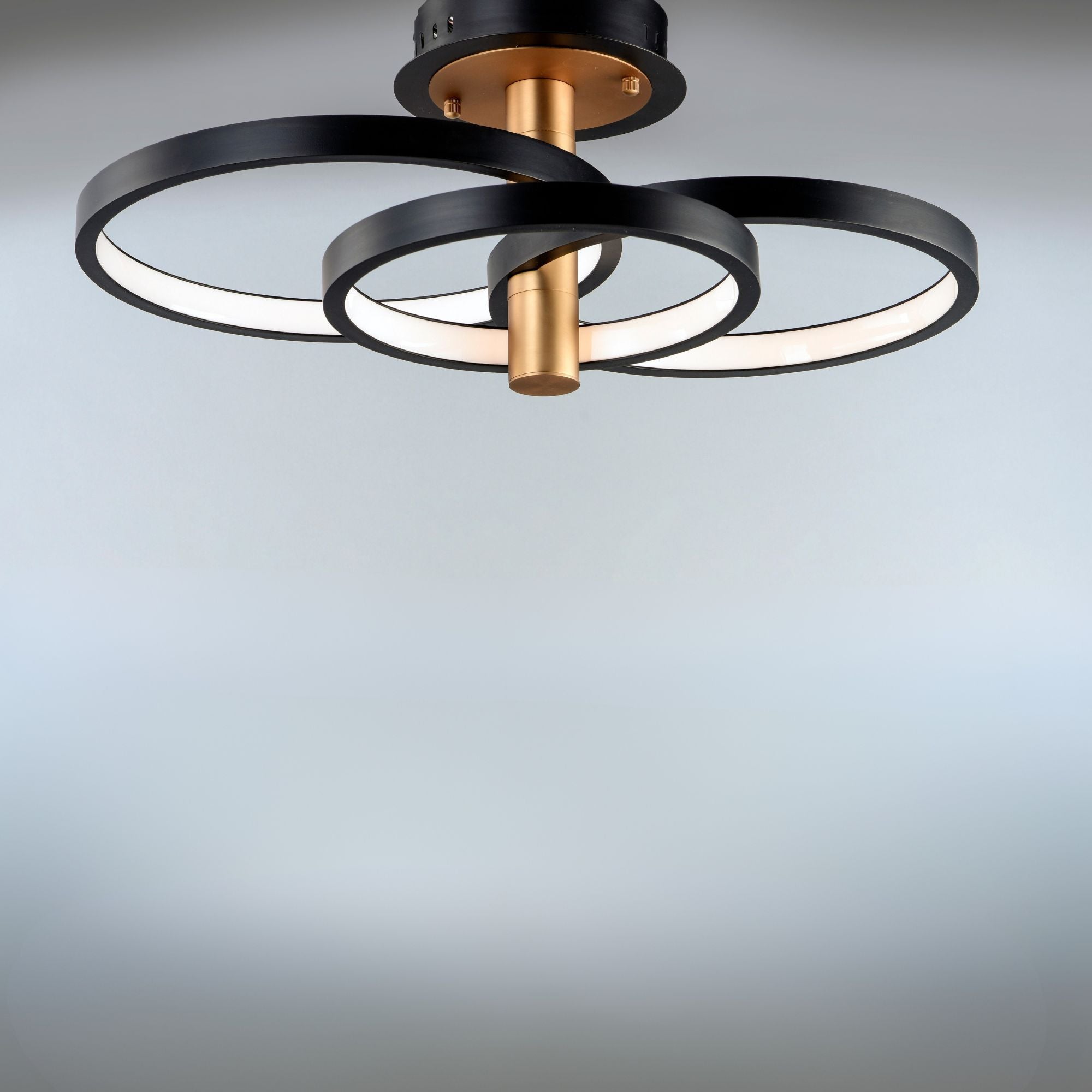 Hoopla 26" 3-Light LED Semi-Flush Mount, Black & Gold Finish
