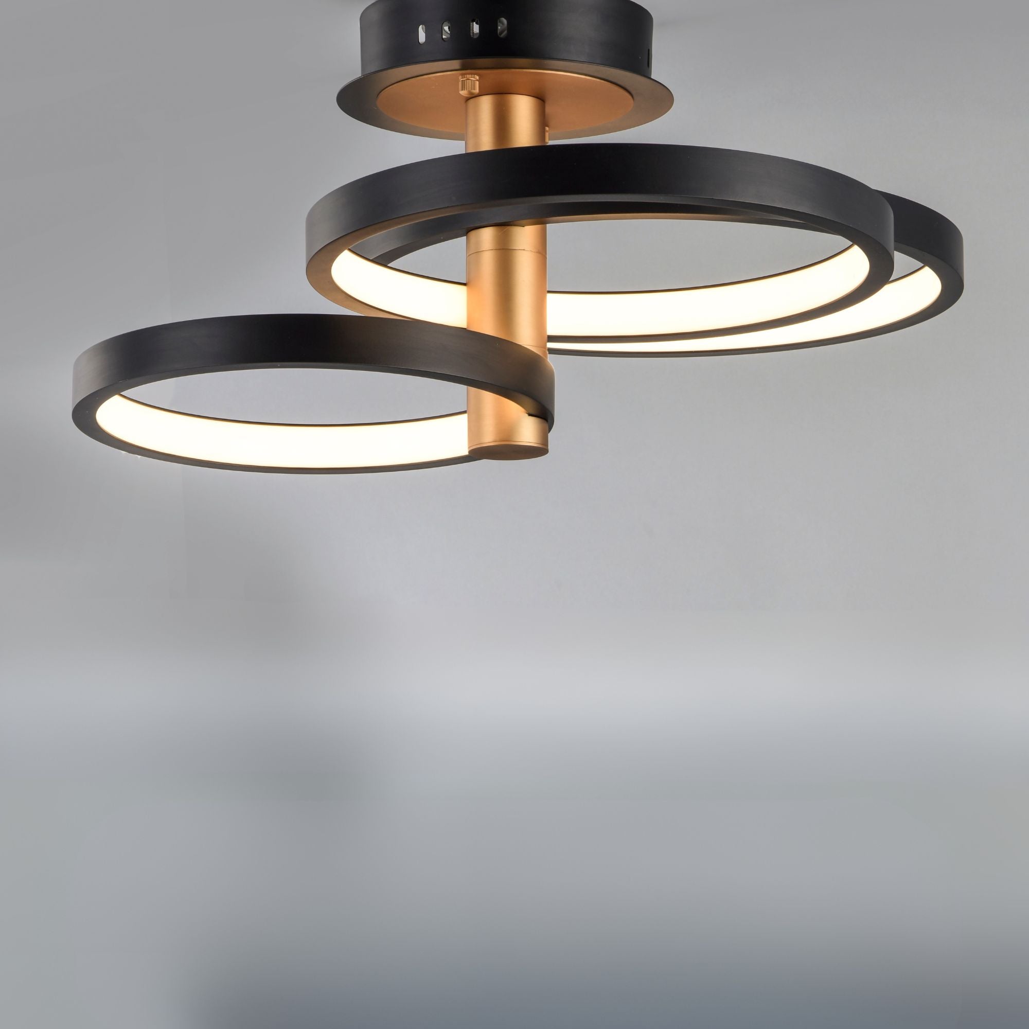Hoopla 26" 3-Light LED Semi-Flush Mount, Black & Gold Finish