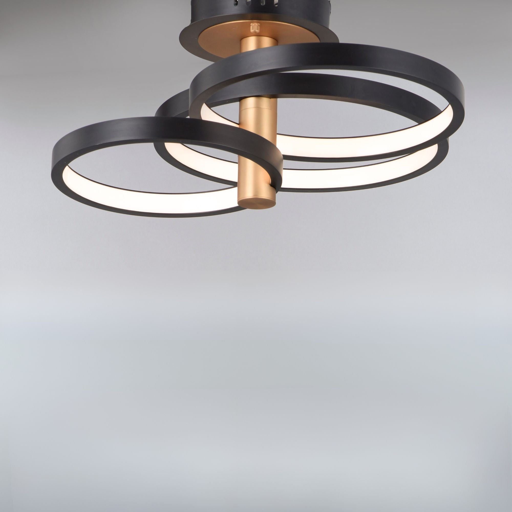 Hoopla 26" 3-Light LED Semi-Flush Mount, Black & Gold Finish