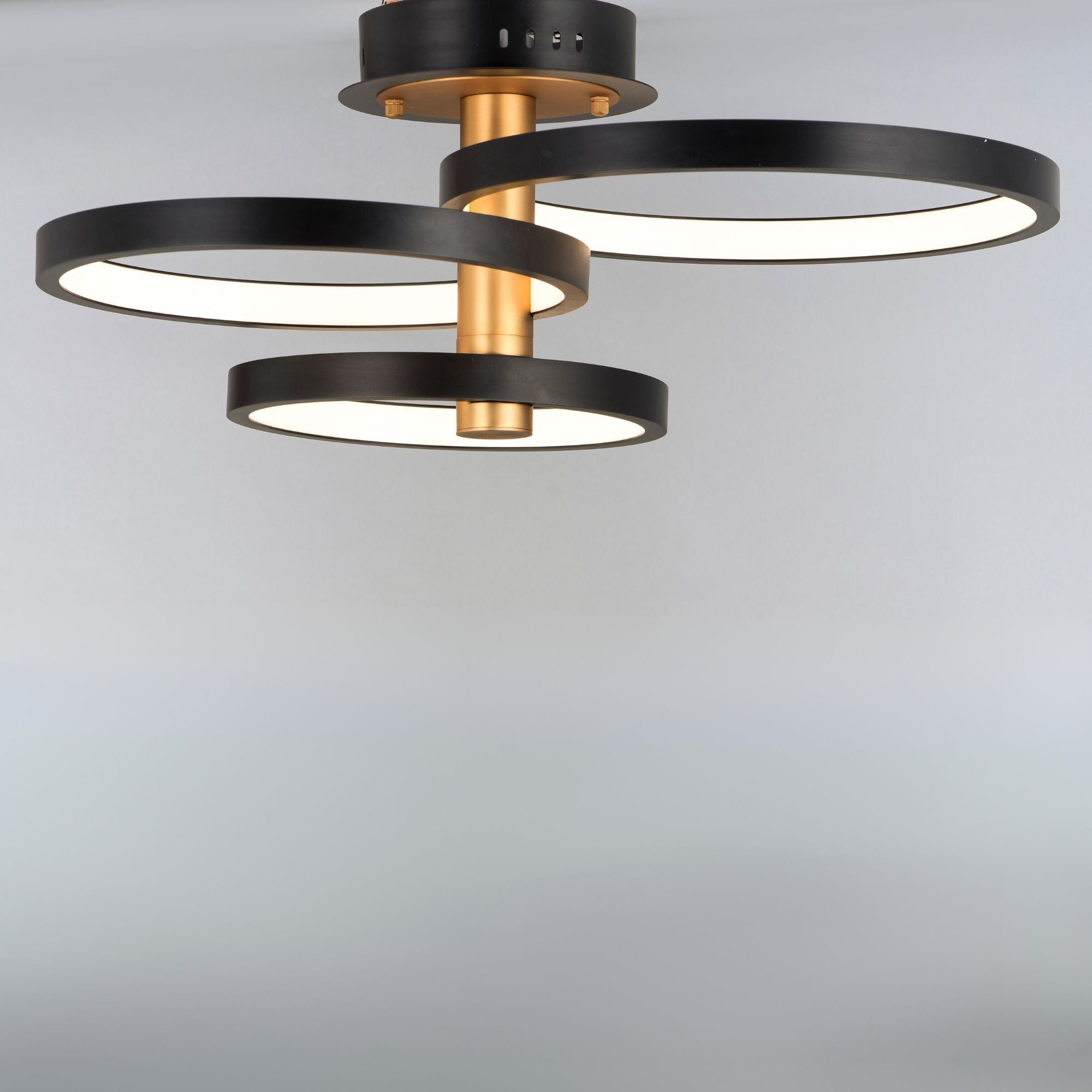 Hoopla 26" 3-Light LED Semi-Flush Mount, Black & Gold Finish
