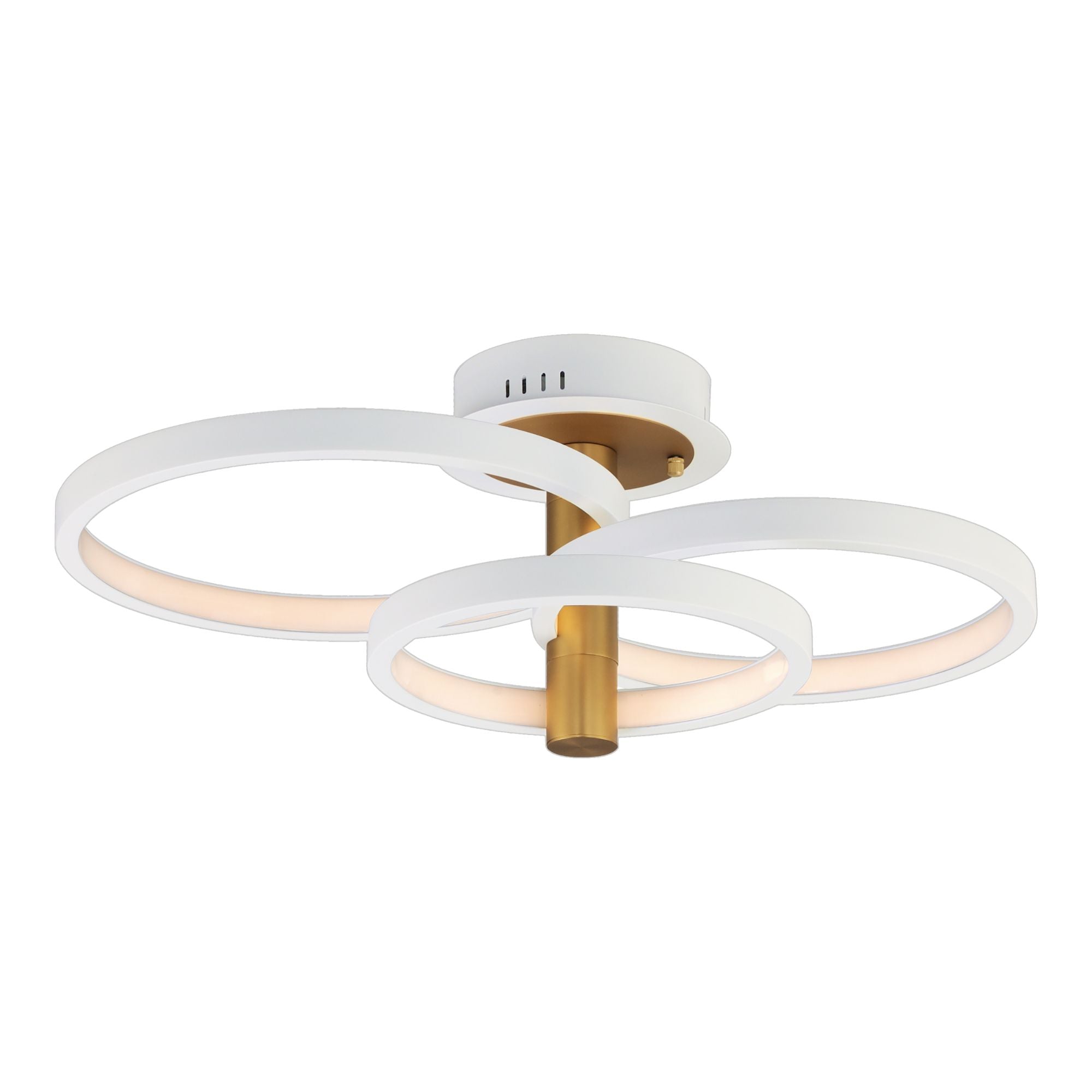 Hoopla 26" 3-Light LED Semi-Flush Mount, White & Gold Finish