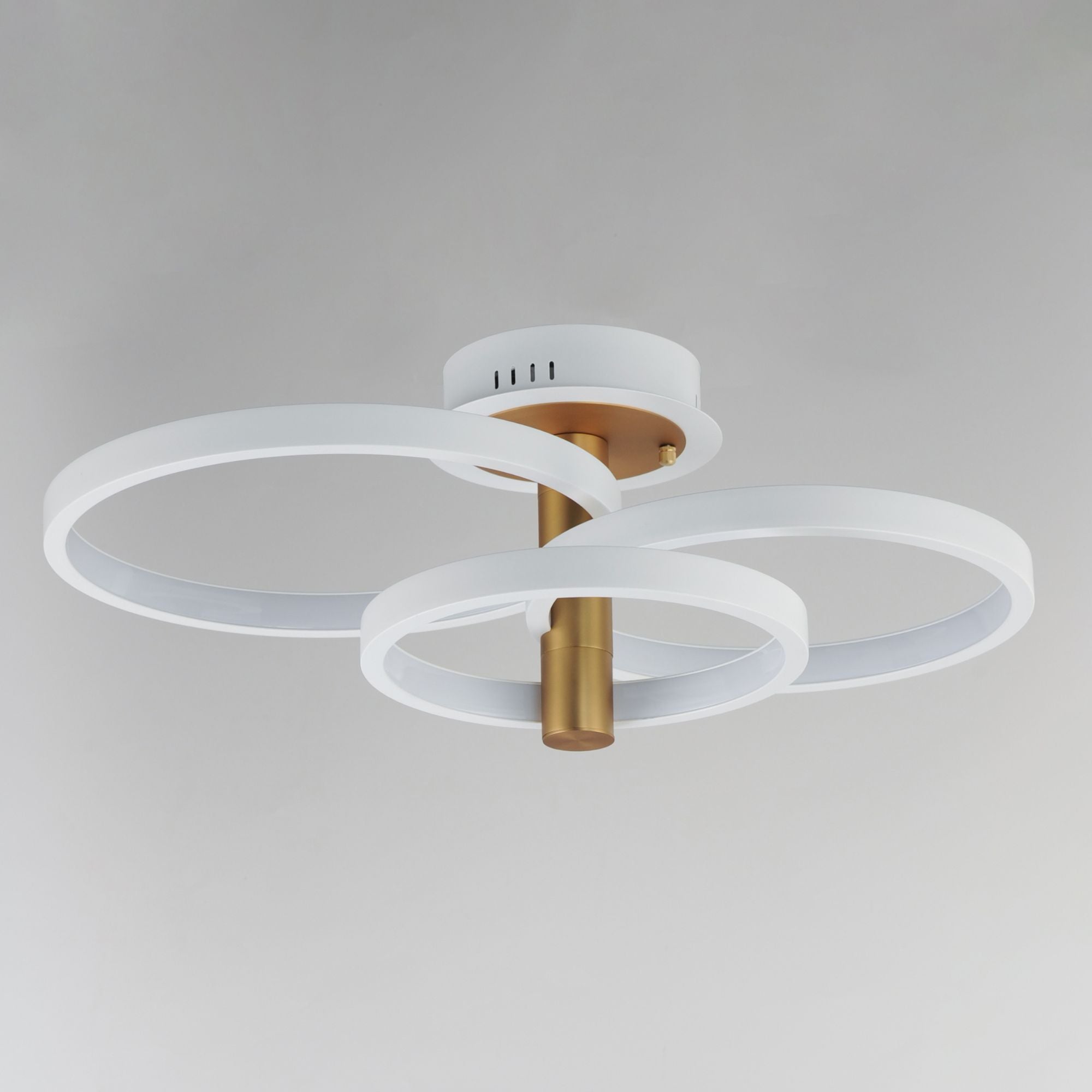 Hoopla 26" 3-Light LED Semi-Flush Mount, White & Gold Finish