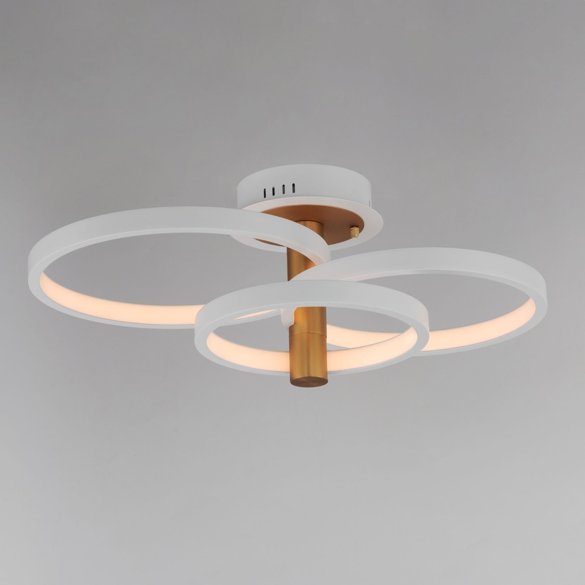Hoopla 26" 3-Light LED Semi-Flush Mount, White & Gold Finish
