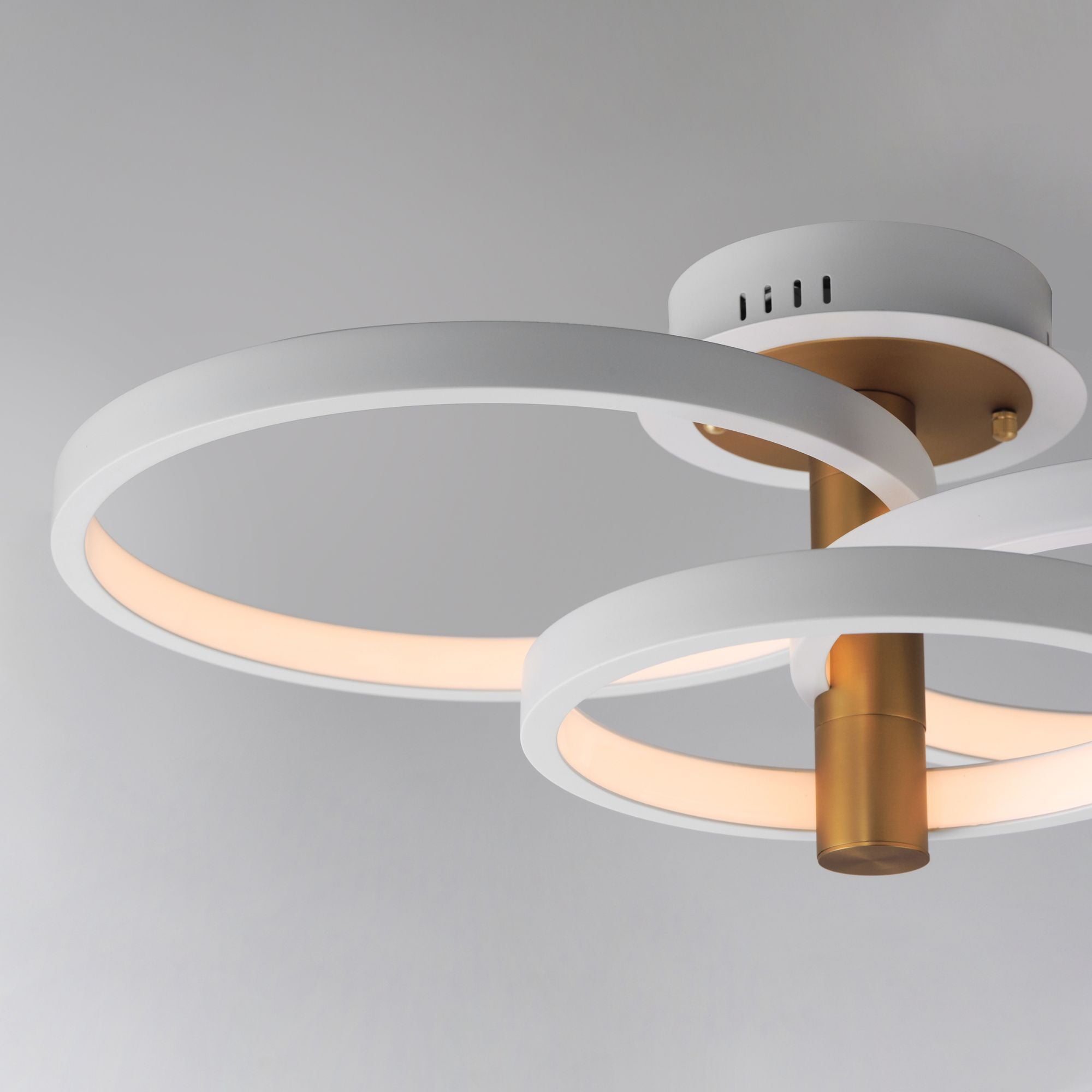 Hoopla 26" 3-Light LED Semi-Flush Mount, White & Gold Finish