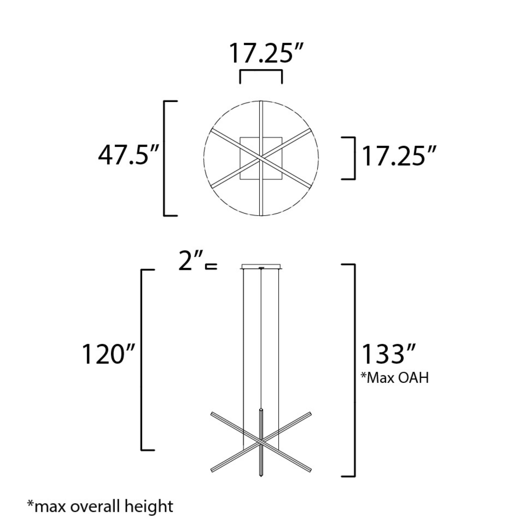 Hover 48" 3-Light LED Pendant, Black Finish
