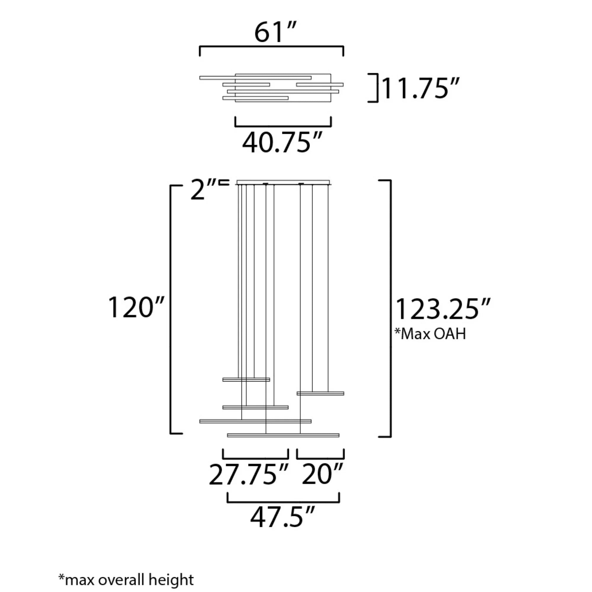 ET2 Lighting - Hover 61" 5-Light LED Linear Pendant, Black Finish | Bees Lighting