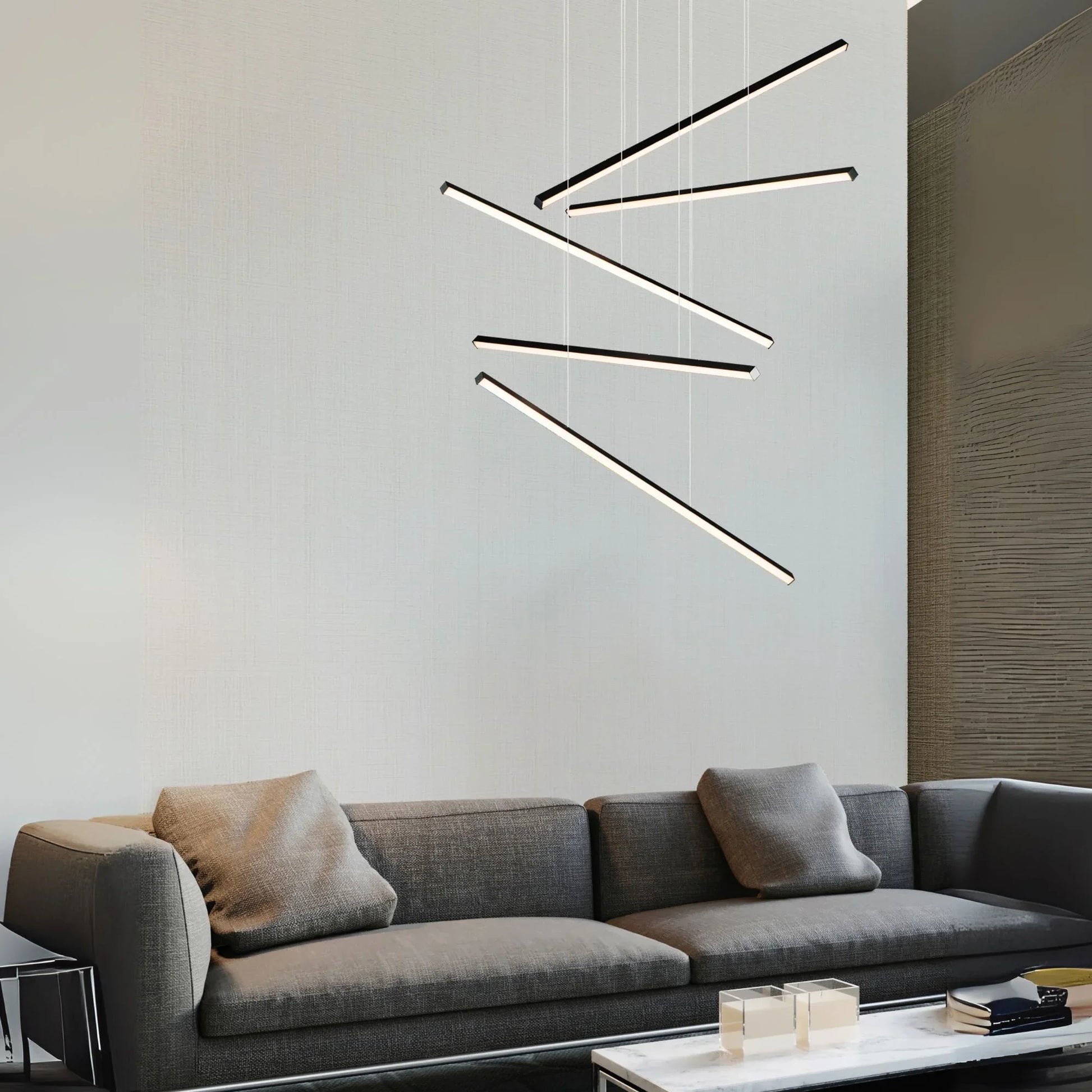 ET2 Lighting - Hover 61" 5-Light LED Linear Pendant, Black Finish | Bees Lighting