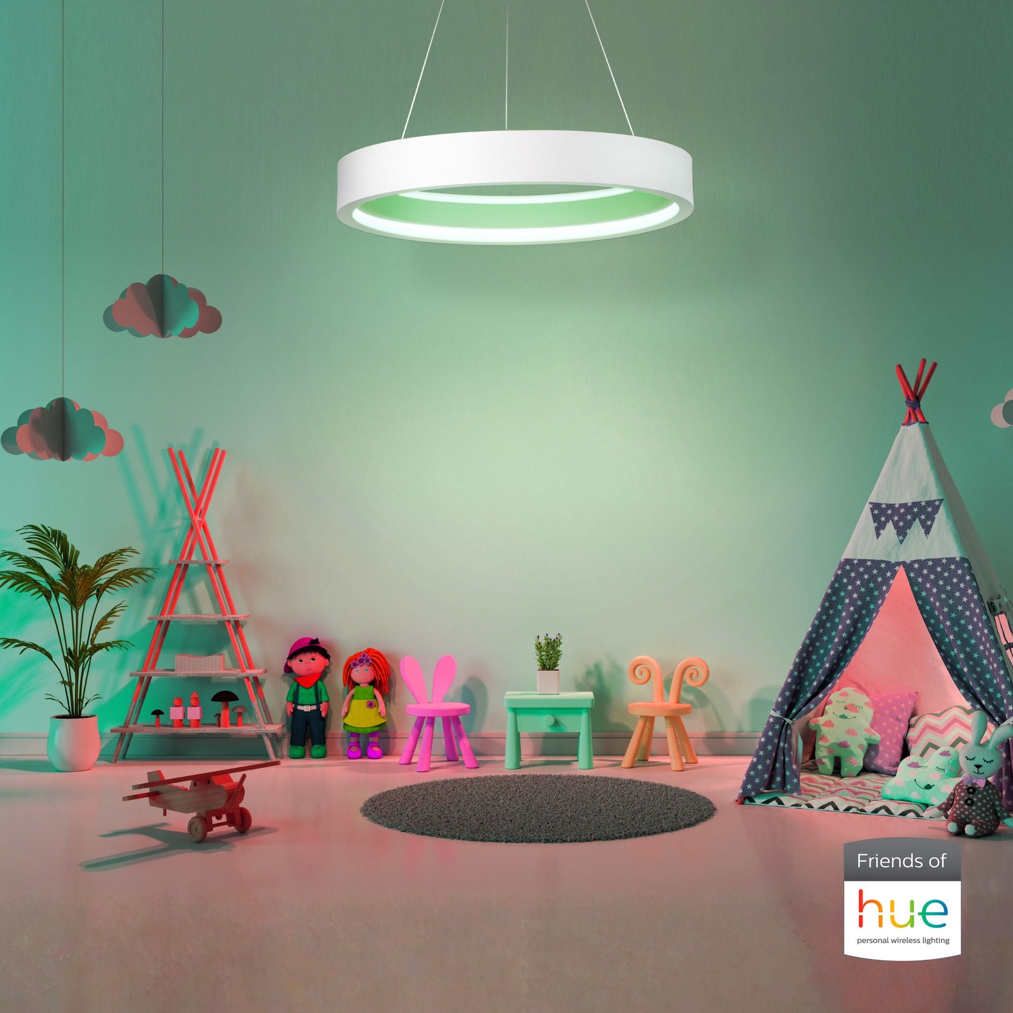 ET2 Lighting - iCorona FoH 29" LED Pendant, Matte White Finish | Bees Lighting