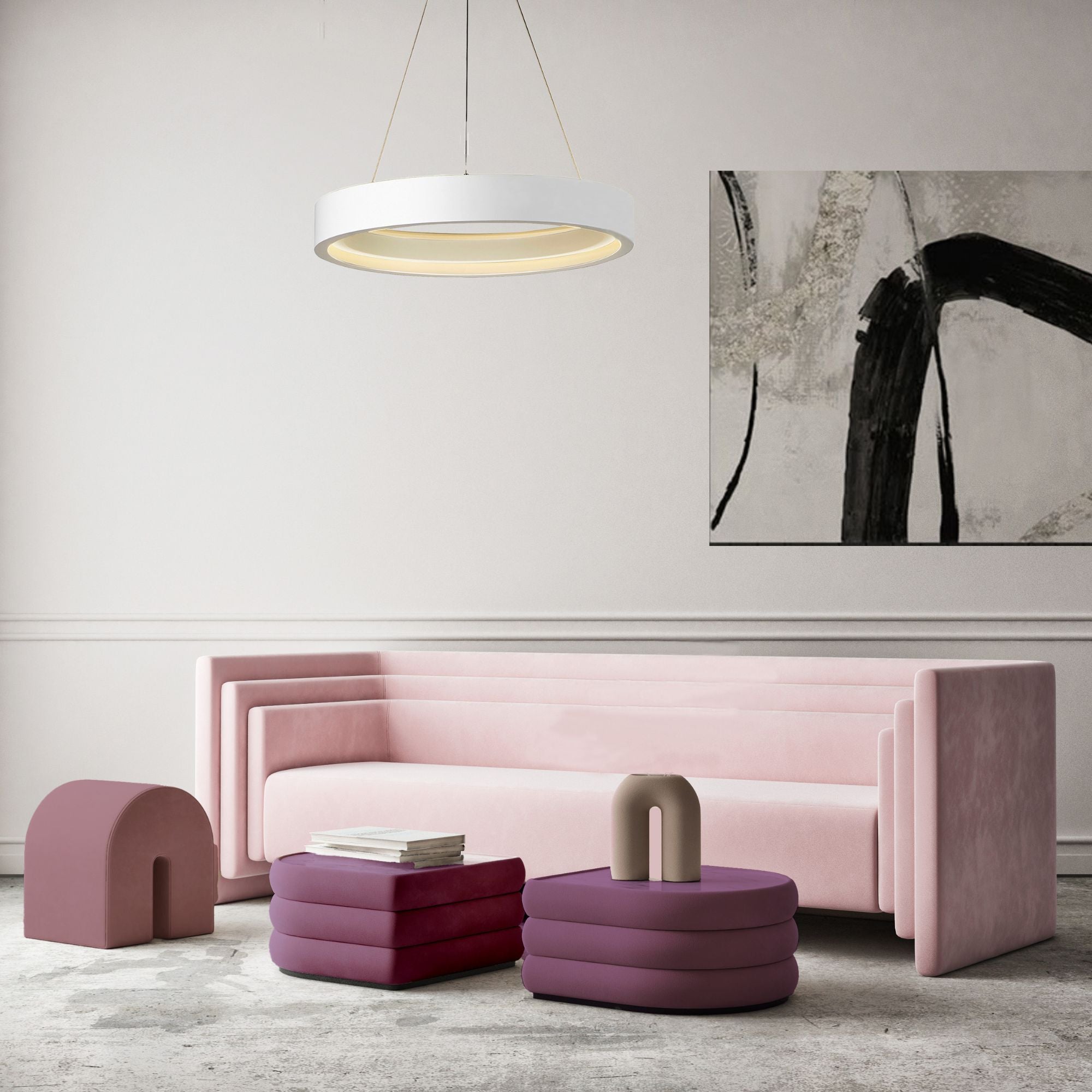 ET2 Lighting - iCorona FoH 29" LED Pendant, Matte White Finish | Bees Lighting