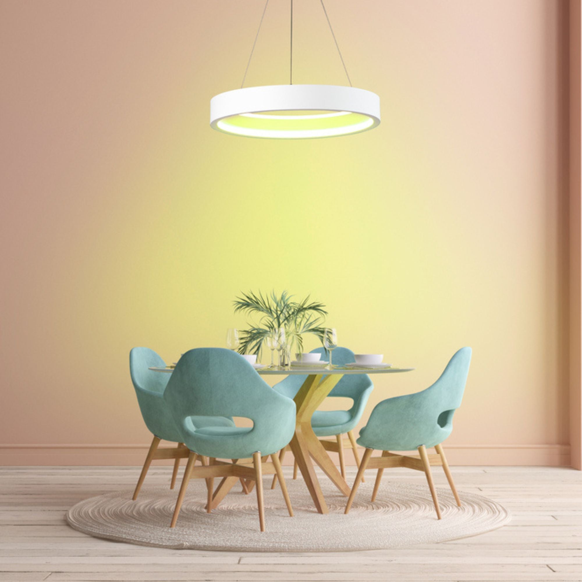 ET2 Lighting - iCorona FoH 29" LED Pendant, Matte White Finish | Bees Lighting