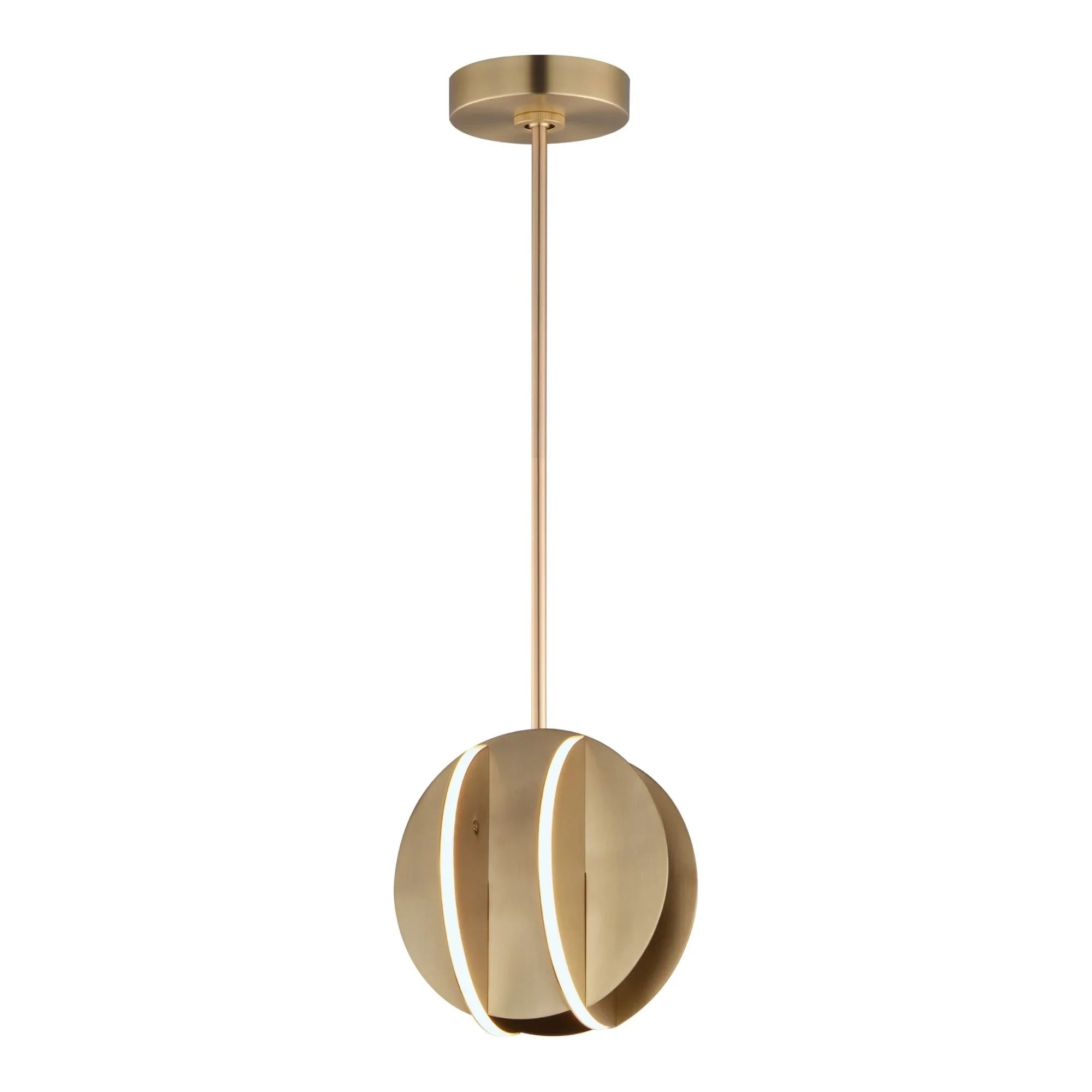 ET2 Lighting - Interval 8" LED Mini Sphere Pendant, Satin Brass Finish | Bees Lighting