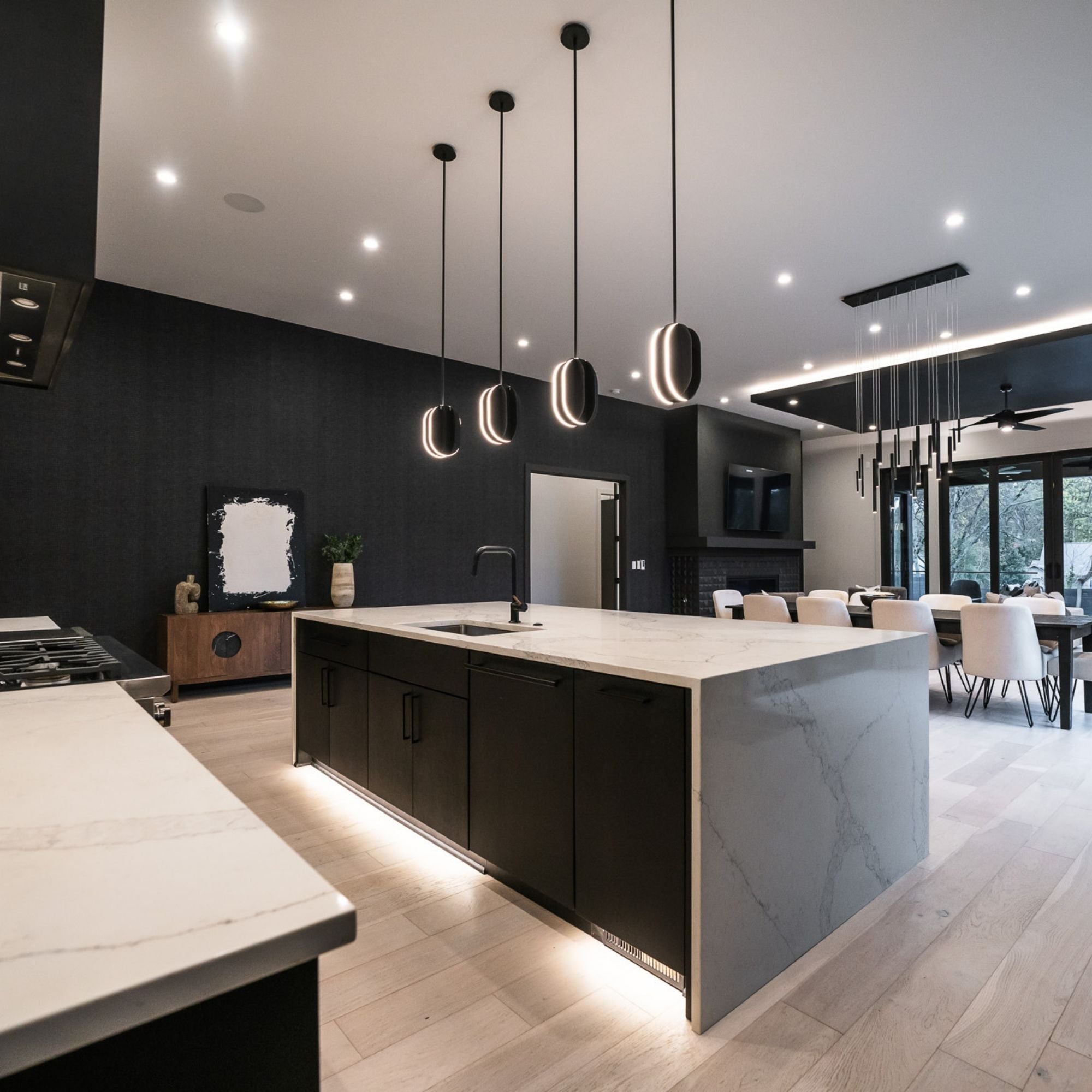 Interval 12" LED Small Ellipse Pendant, Black Finish