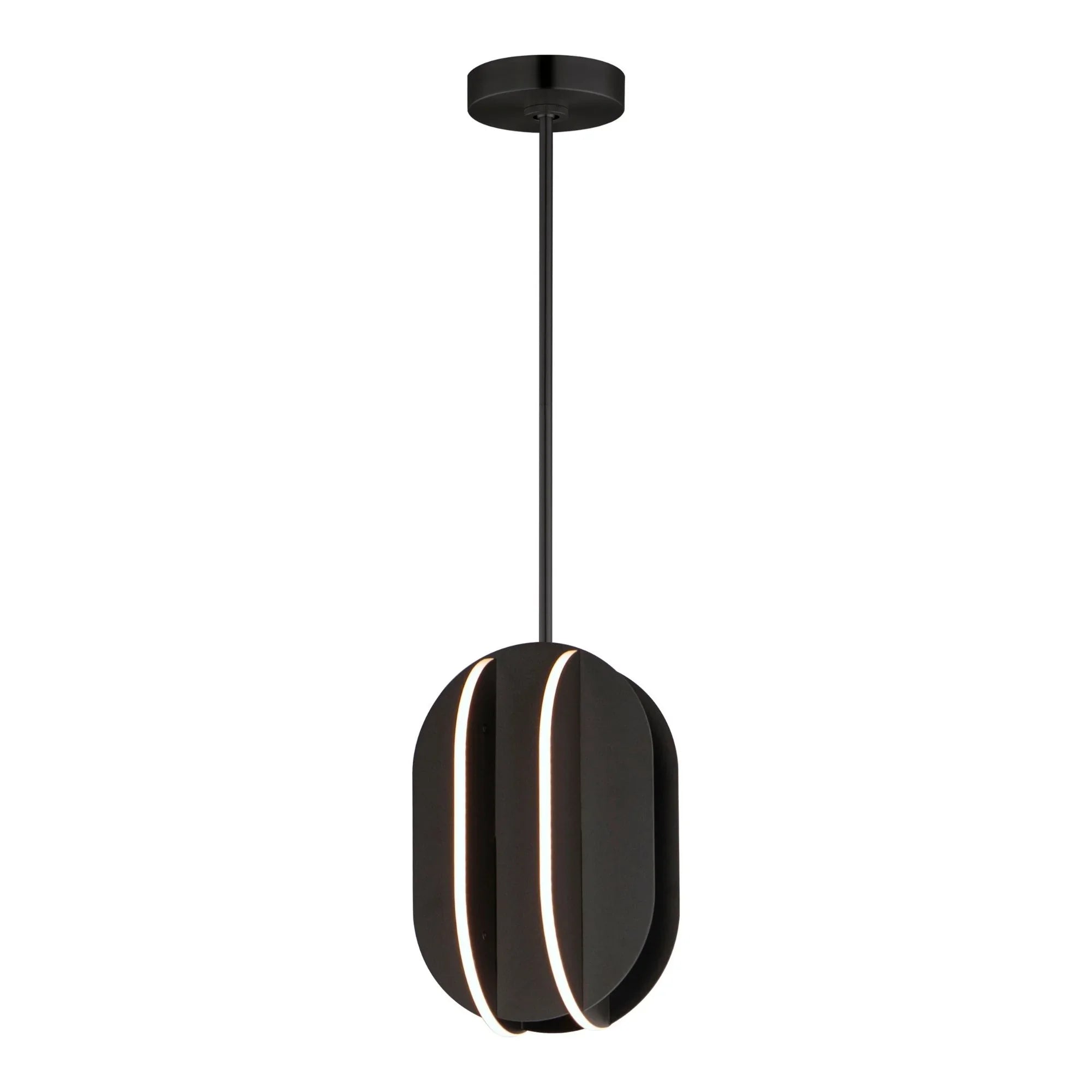ET2 Lighting - Interval 12" LED Small Ellipse Pendant, Black Finish | Bees Lighting