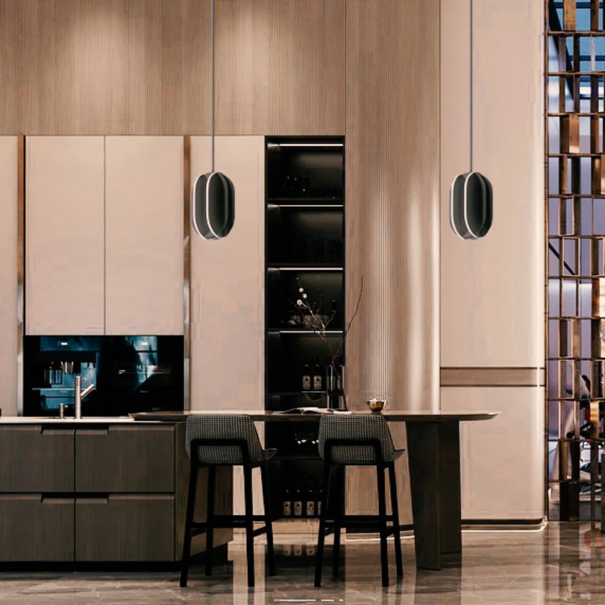 ET2 Lighting - Interval 12" LED Small Ellipse Pendant, Black Finish | Bees Lighting